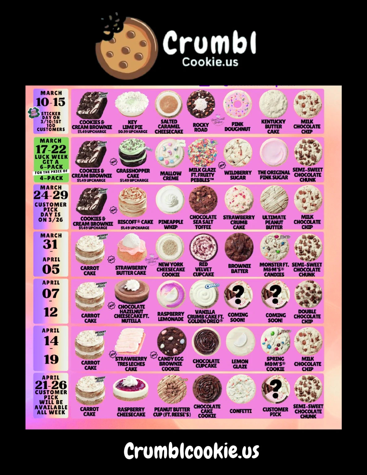 Crumbl Cookie Spoilers 2025 | New Weekly Flavors Lineup pertaining to Crumbl Cookie Calendar November 2025