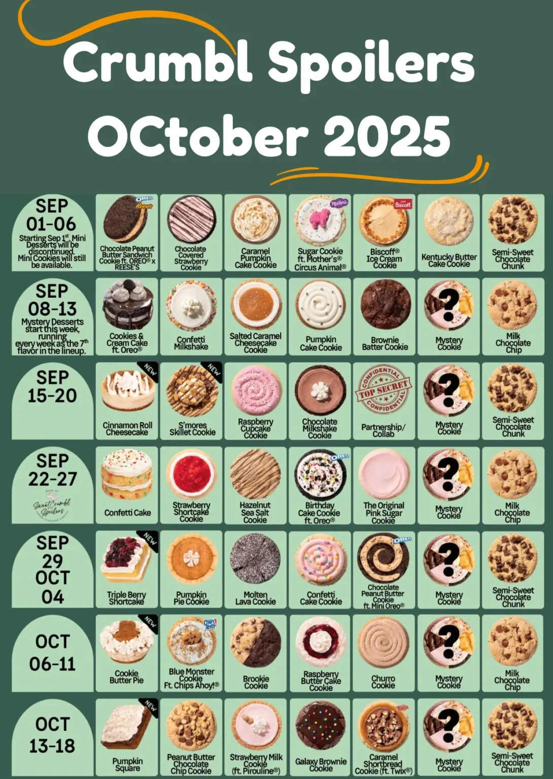 Crumbl Cookies Spoilers October 2025 | Upcoming Snake Peak pertaining to Crumbl Calendar November 2025