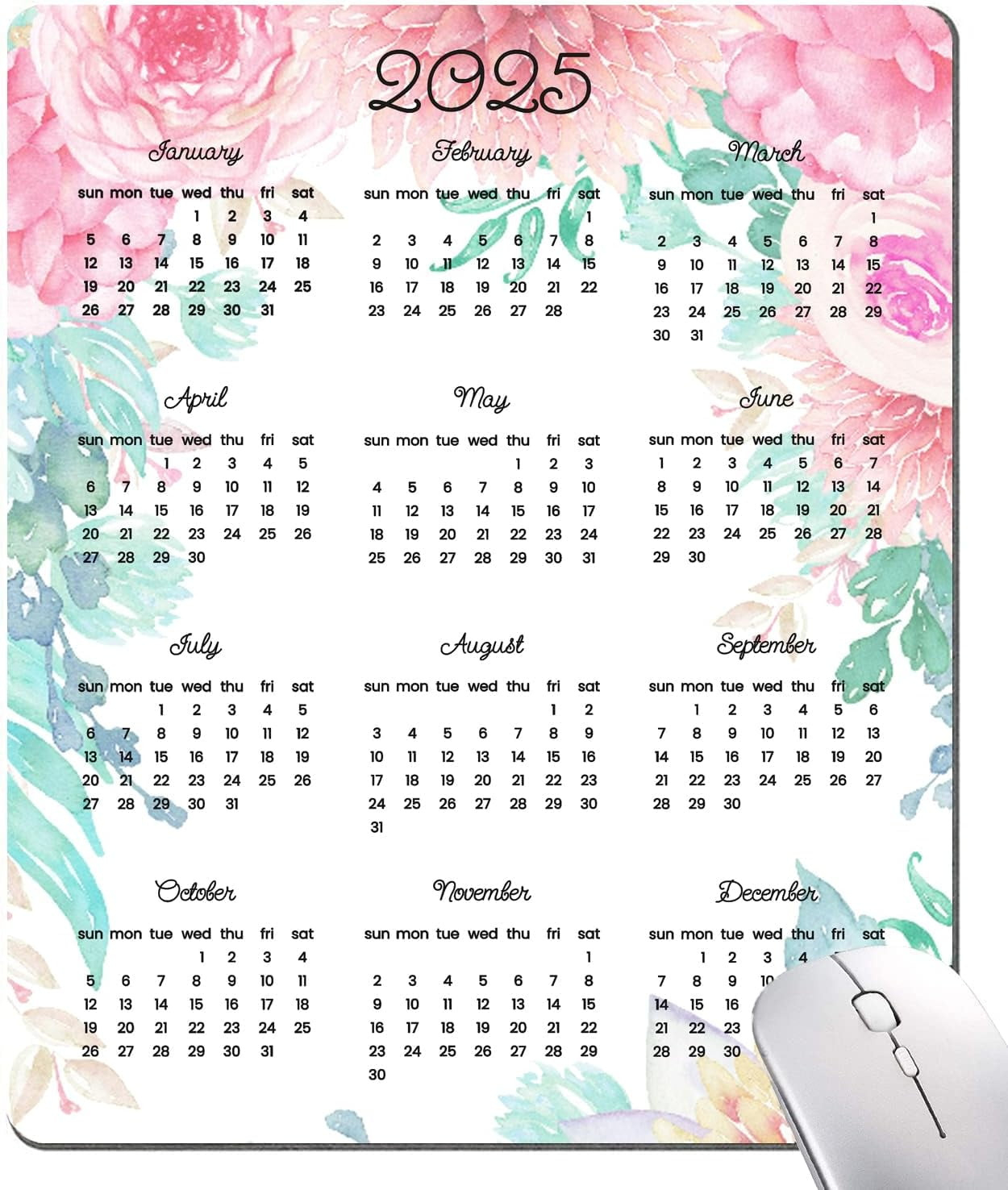 Cute Mouse Pad, 2025 Calendar With Floral Mouse Pad, Premium inside November Calendar 2025 Waterproof