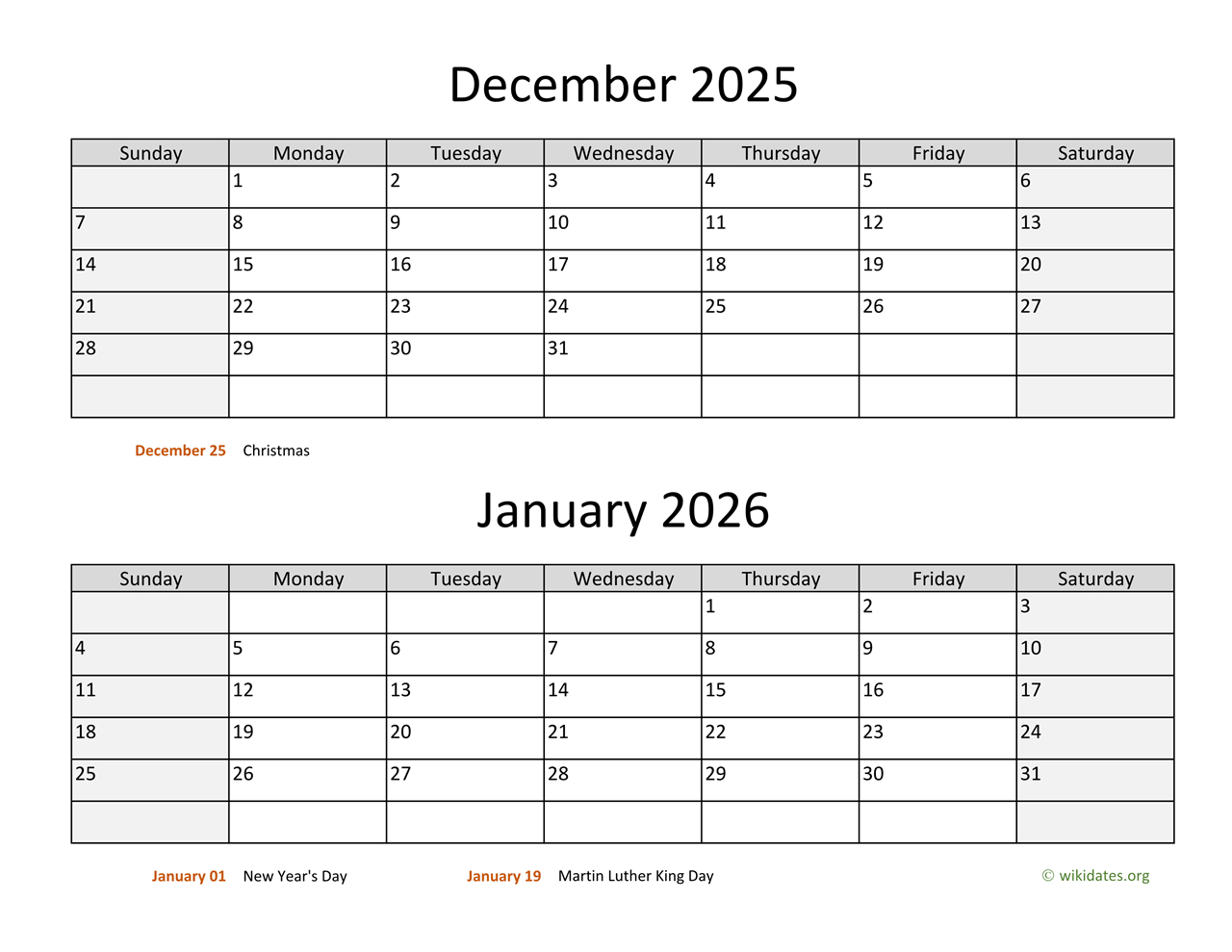 December 2025 And January 2026 Calendar | Wikidates regarding November December 2025 and January 2026 Calendar