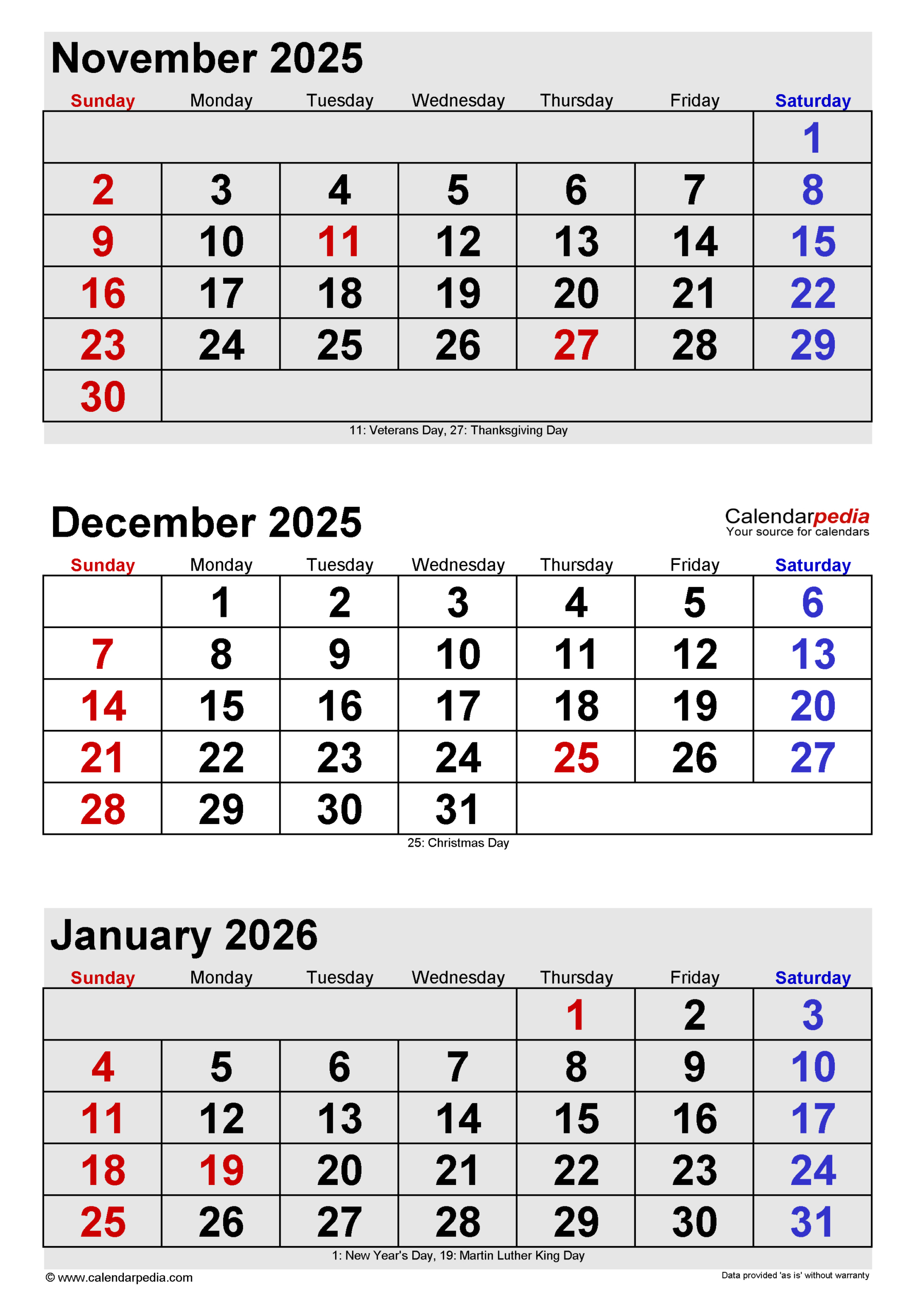 December 2025 Calendar | Templates For Pdf, Excel And Word within Calendar November 2025 December 2025 January 2026