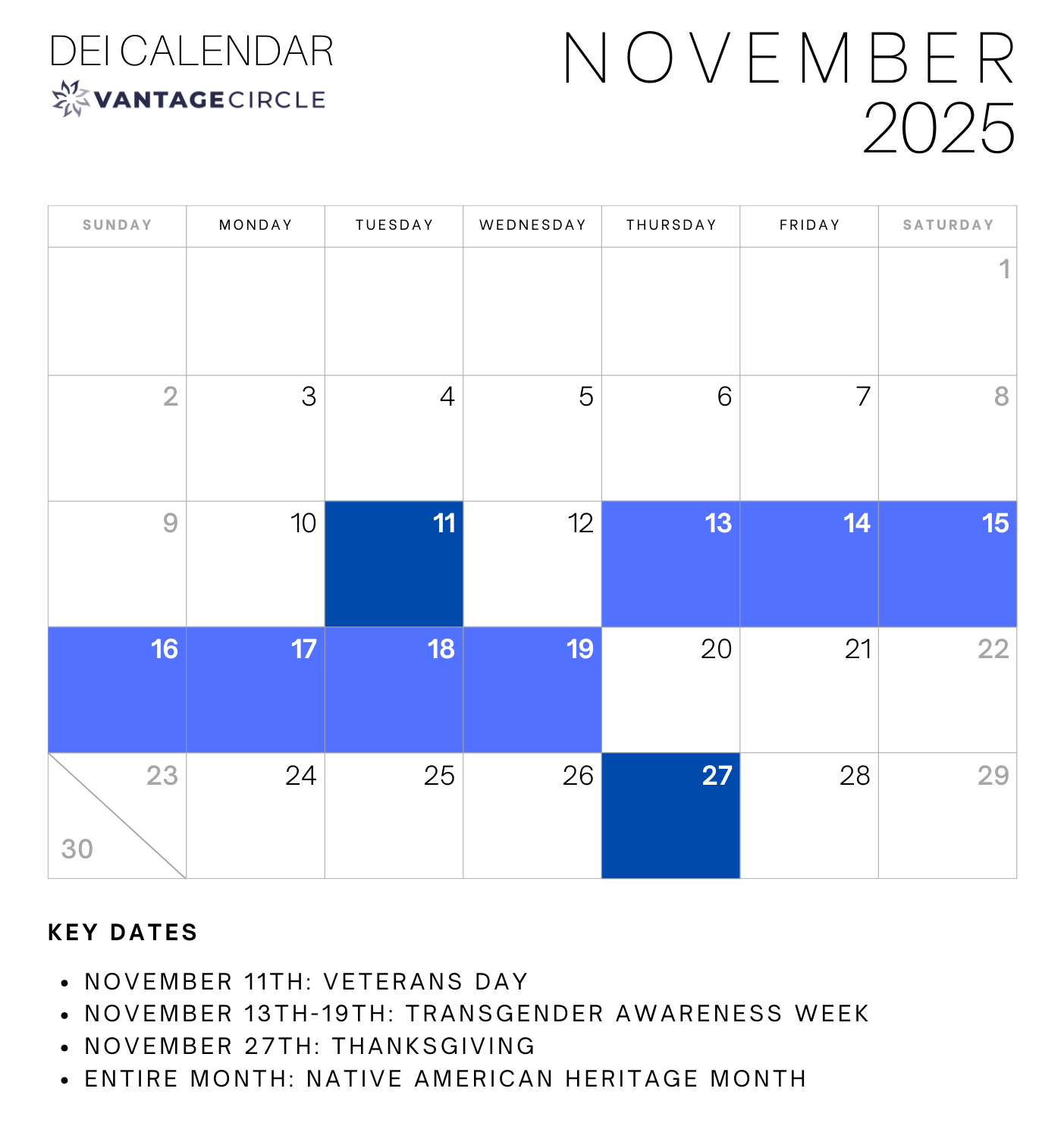 Dei Calendar 2025: Key Dates For Celebrating Diversity And for November 2025 Dei Calendar