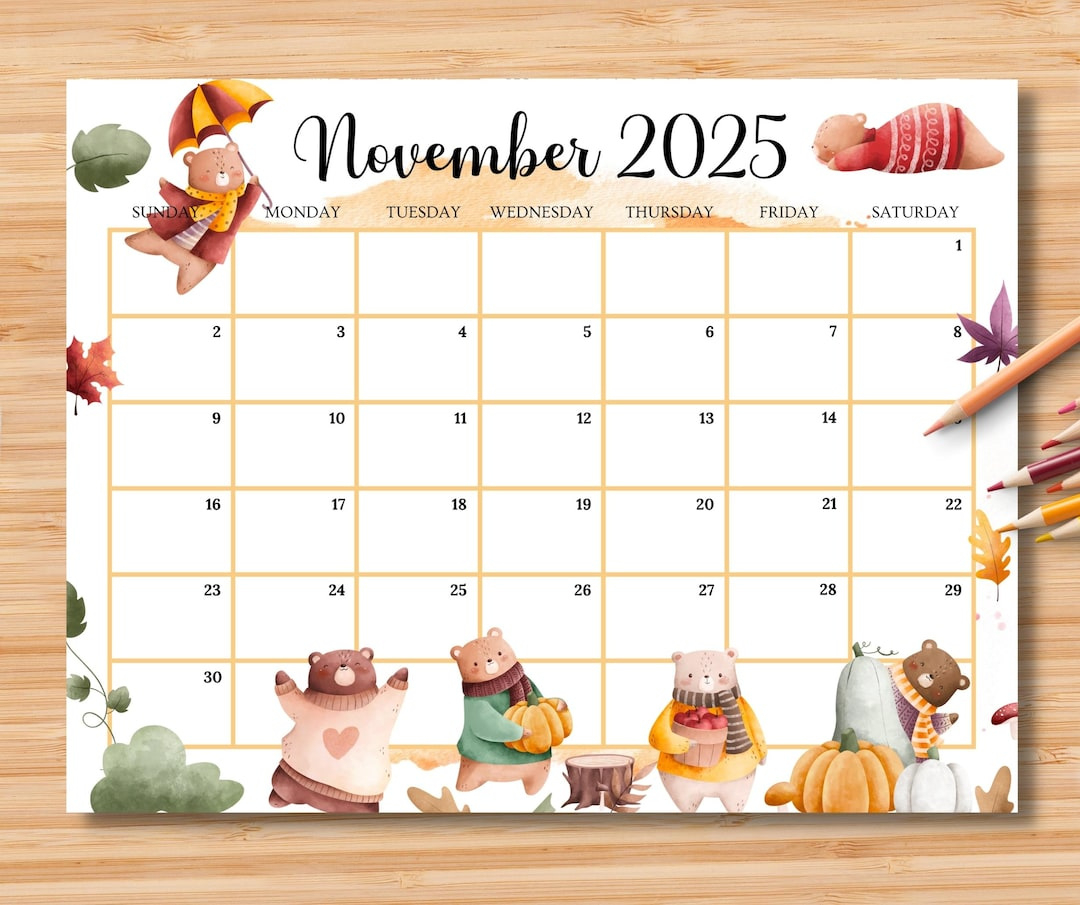 Editable November 2025 Calendar, Beautiful Autumn Planner W/Cute intended for Barbie Calendar November 2025