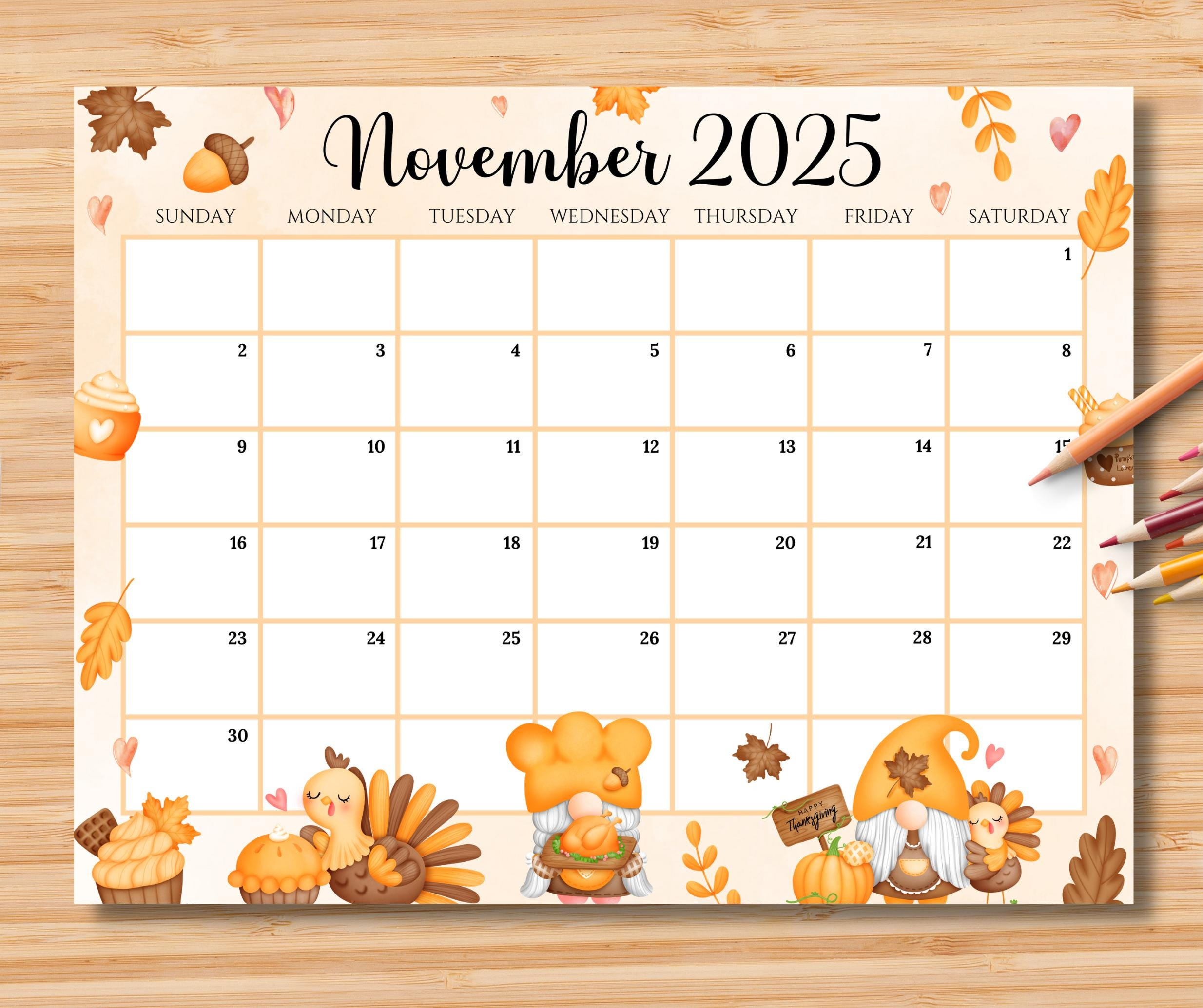 Editierbarer Kalender Für November 2025, Happy Thanksgiving Mit within Thanksgiving November 2025 Calendar