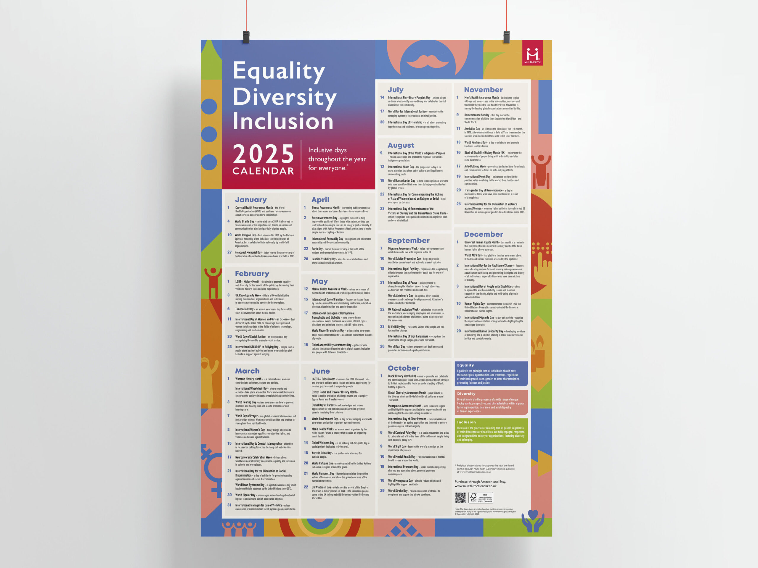 Equality Diversity Inclusion (Edi) Calendar 2025 | A2 Poster in 2025 November Diversity Calendar