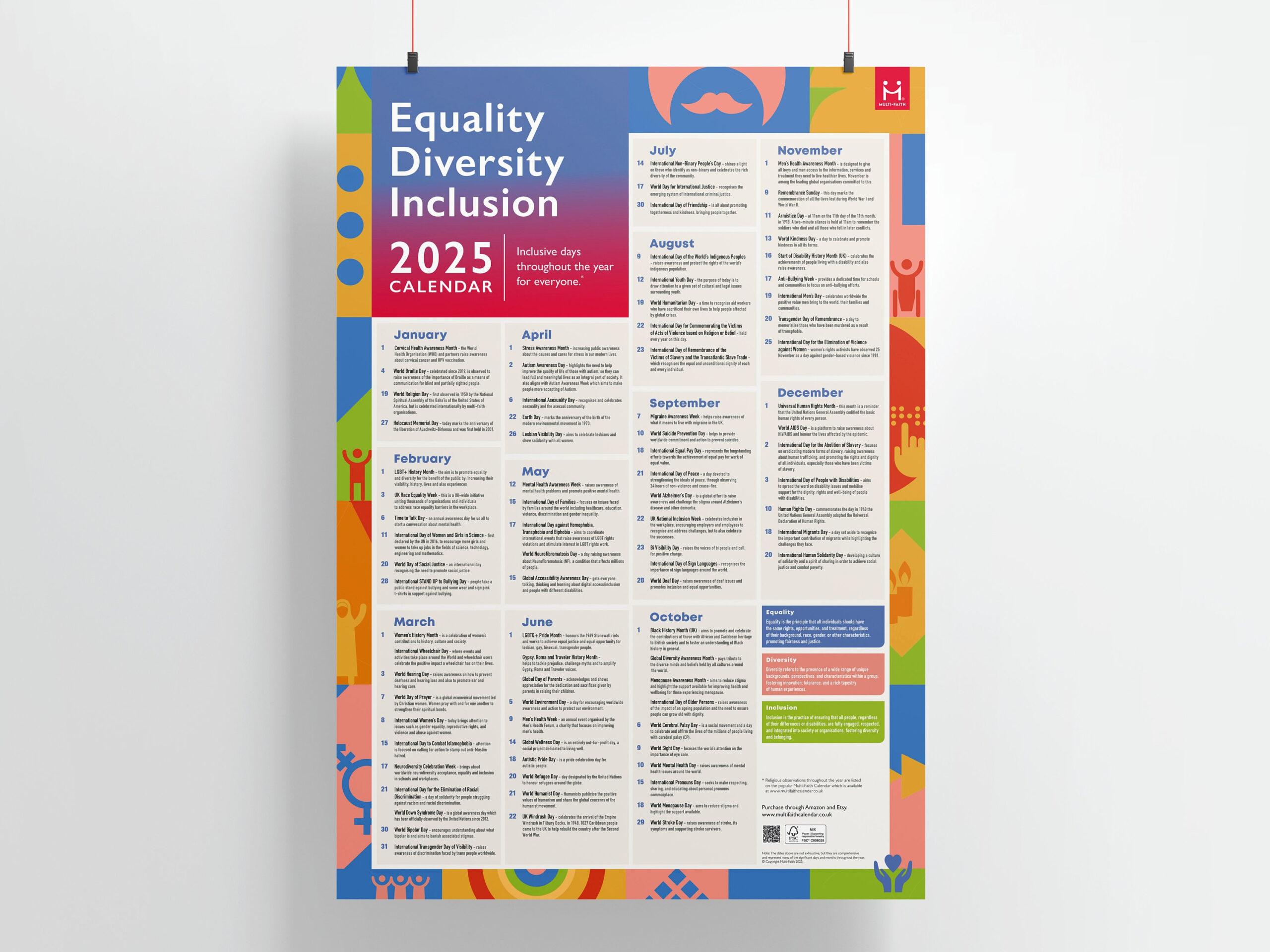 Equality Diversity Inclusion (Edi) Calendar 2025 | A2 Poster in Diversity Calendar November 2025