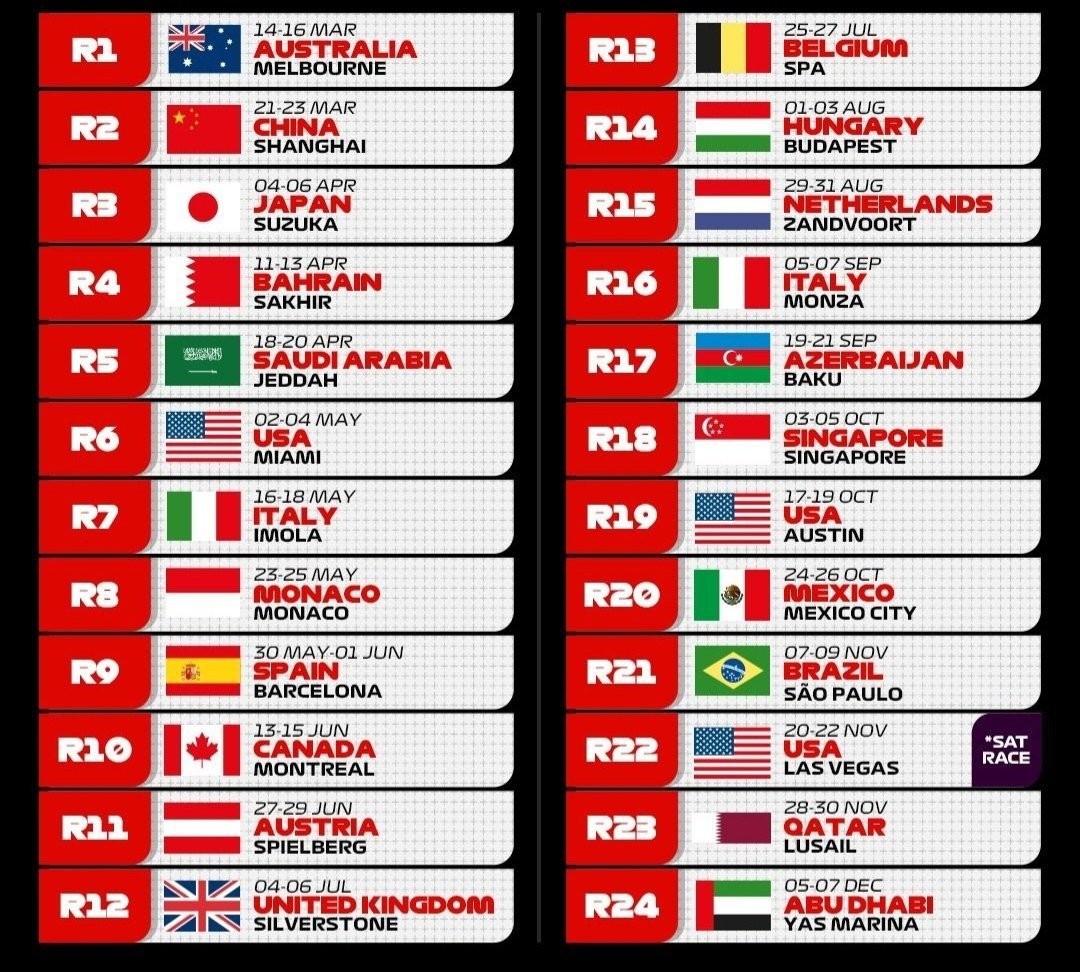 Formula 1 News: 24-Race 2025 F1 Calendar Released pertaining to Racing Calendar November 2025