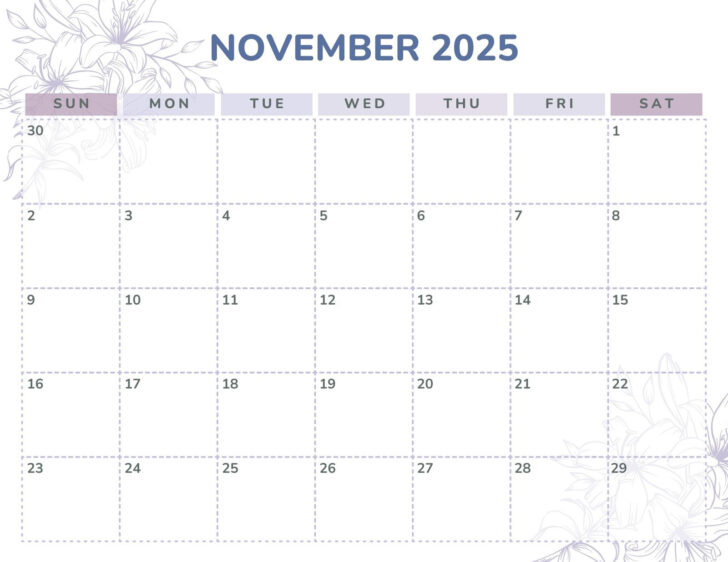 Calendar November 2025 Template