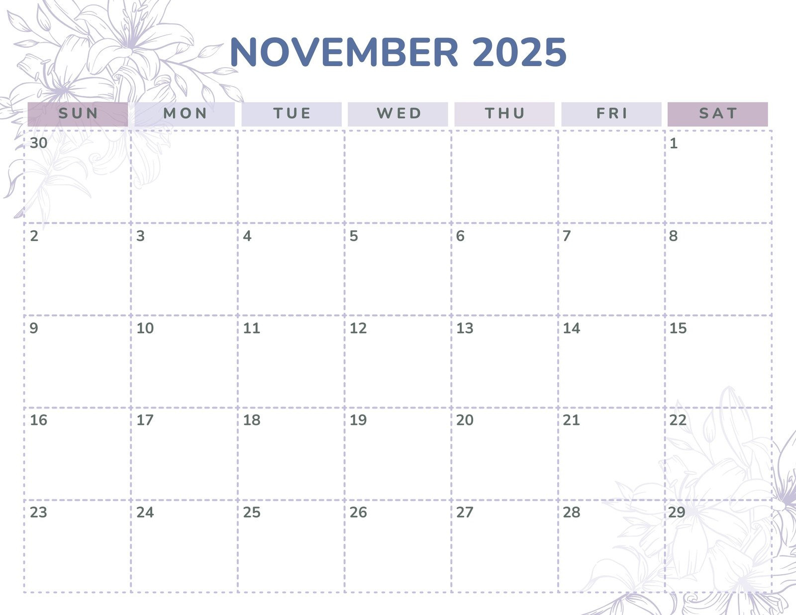 Free And Customizable November Templates regarding November Calendar 2025 Template