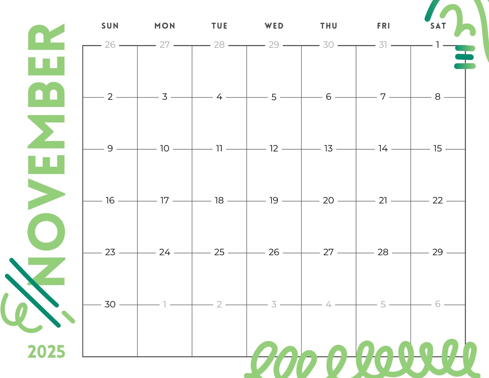 Free And Printable November 2025 Calendar Templates | Canva in Show Calendar November 2025