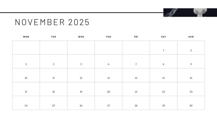 November Calendar Editable 2025