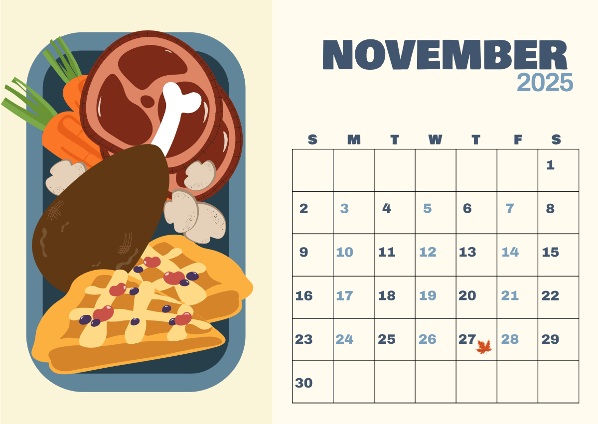 Free November 2025 Calendar With Thanksgiving Template To Edit Online in November 2025 Calendar Events