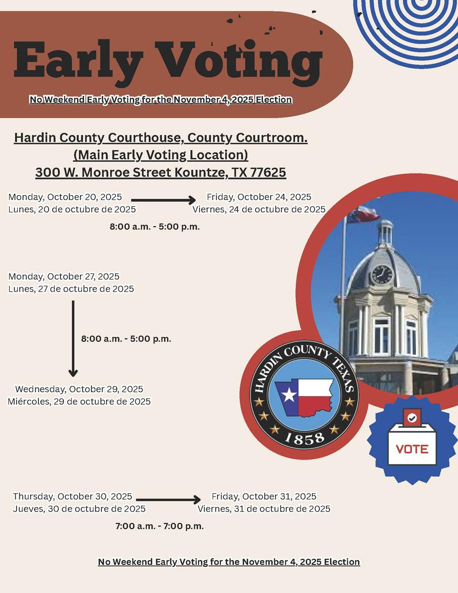 Hardin County Elections Department for November 4 2025 Election Law Calendar