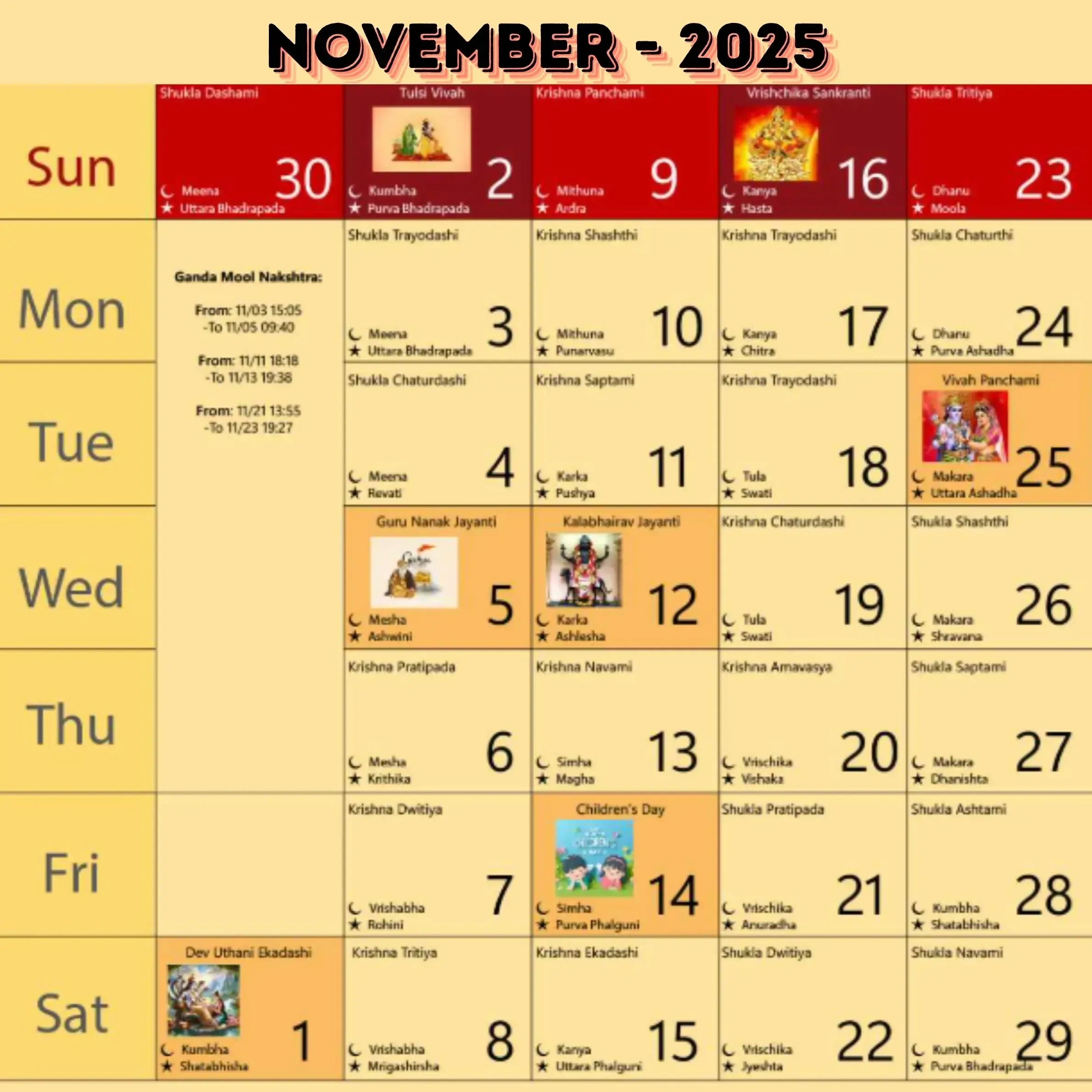 Hindu Festivals In November 2025: Complete Calendar regarding Calendar Events For November 2025