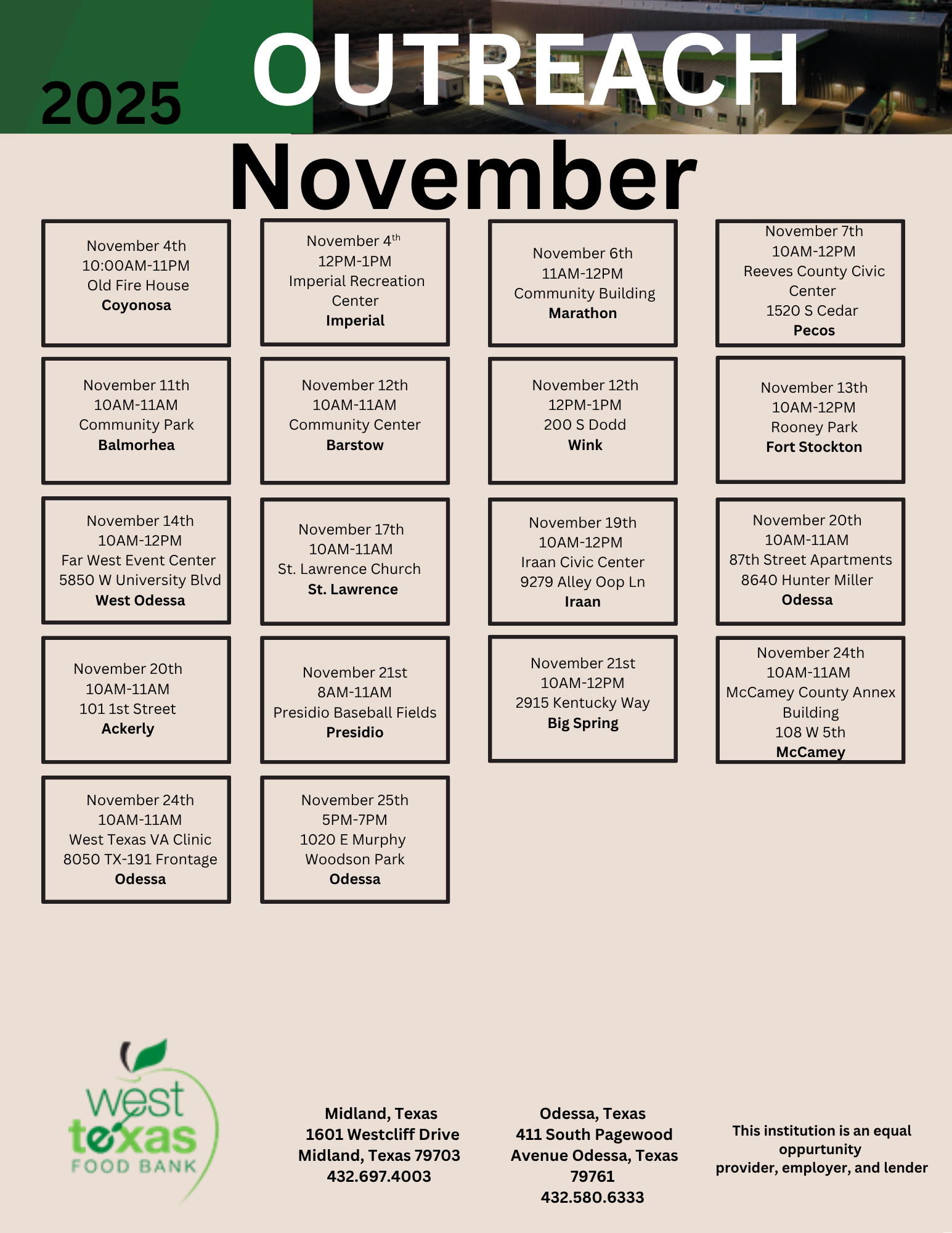 How To Get Help – West Texas Food Bank for Food Bank Calendar November 2025