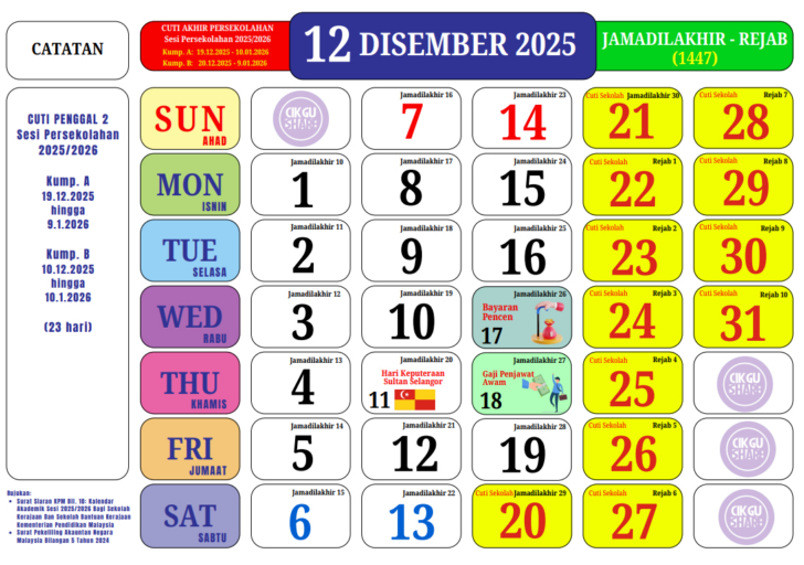 Calendar Kuda November 2025