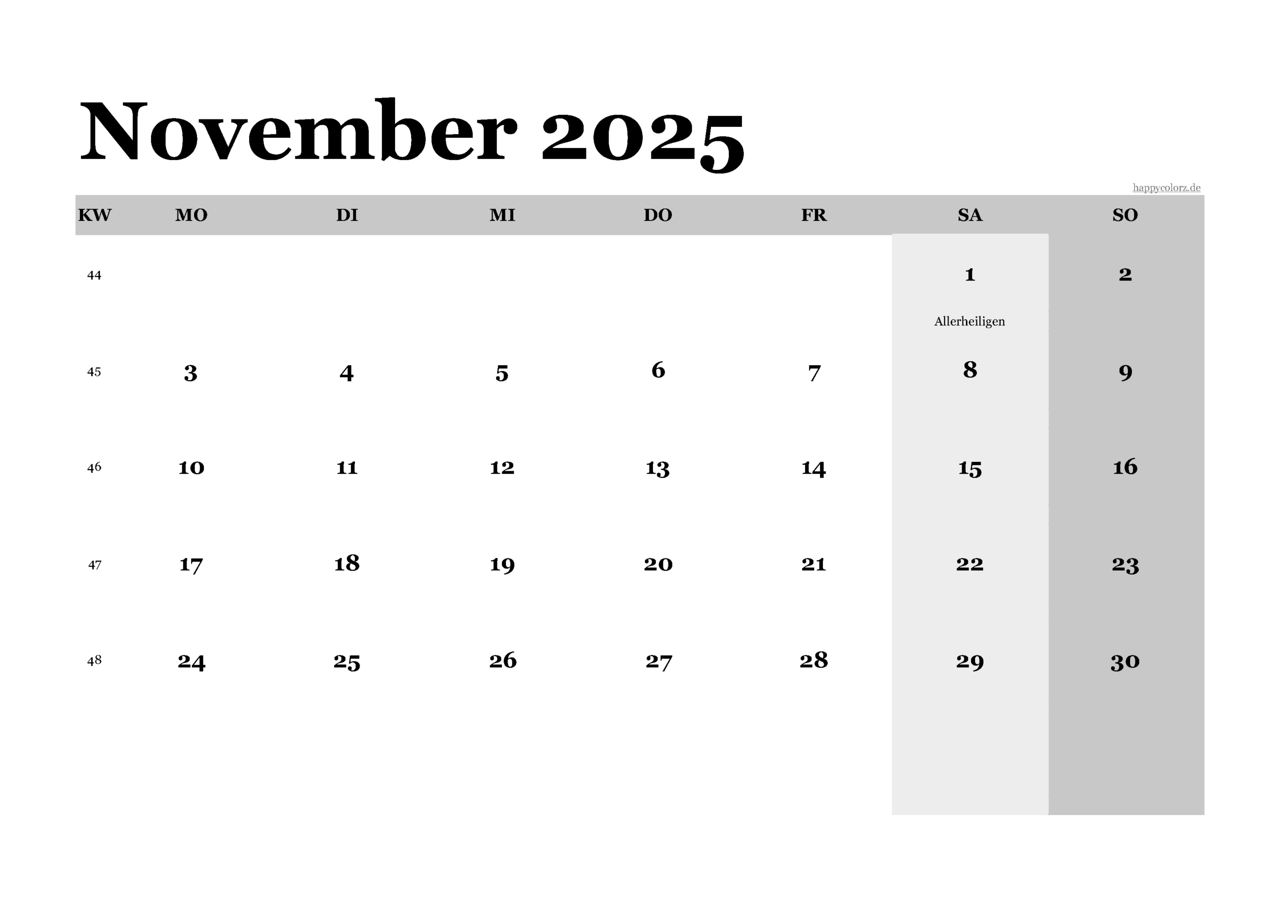 Kalender November 2025 Zum Ausdrucken (Pdf, Xls, Png) throughout Barbie Calendar November 2025
