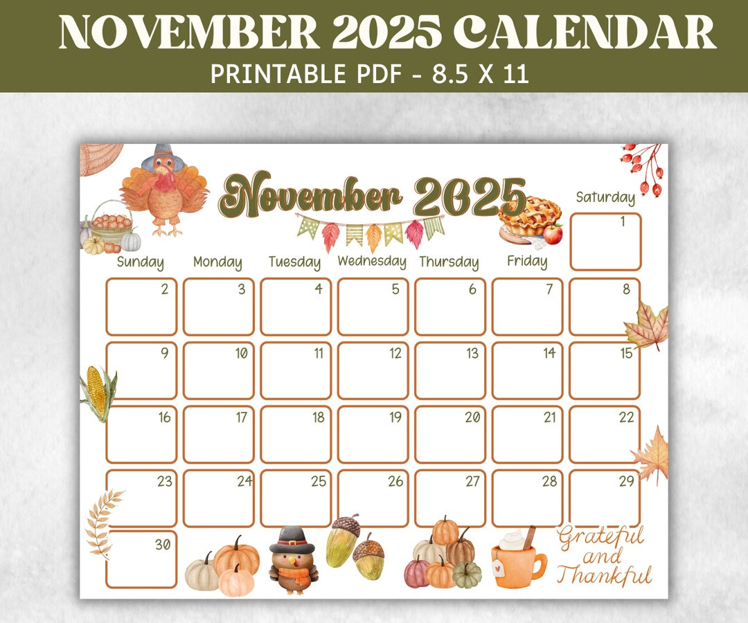 Kids November 2025 Calendar, Printable 2025 Calendar, Homeschool in November Calendar 2025 Waterproof