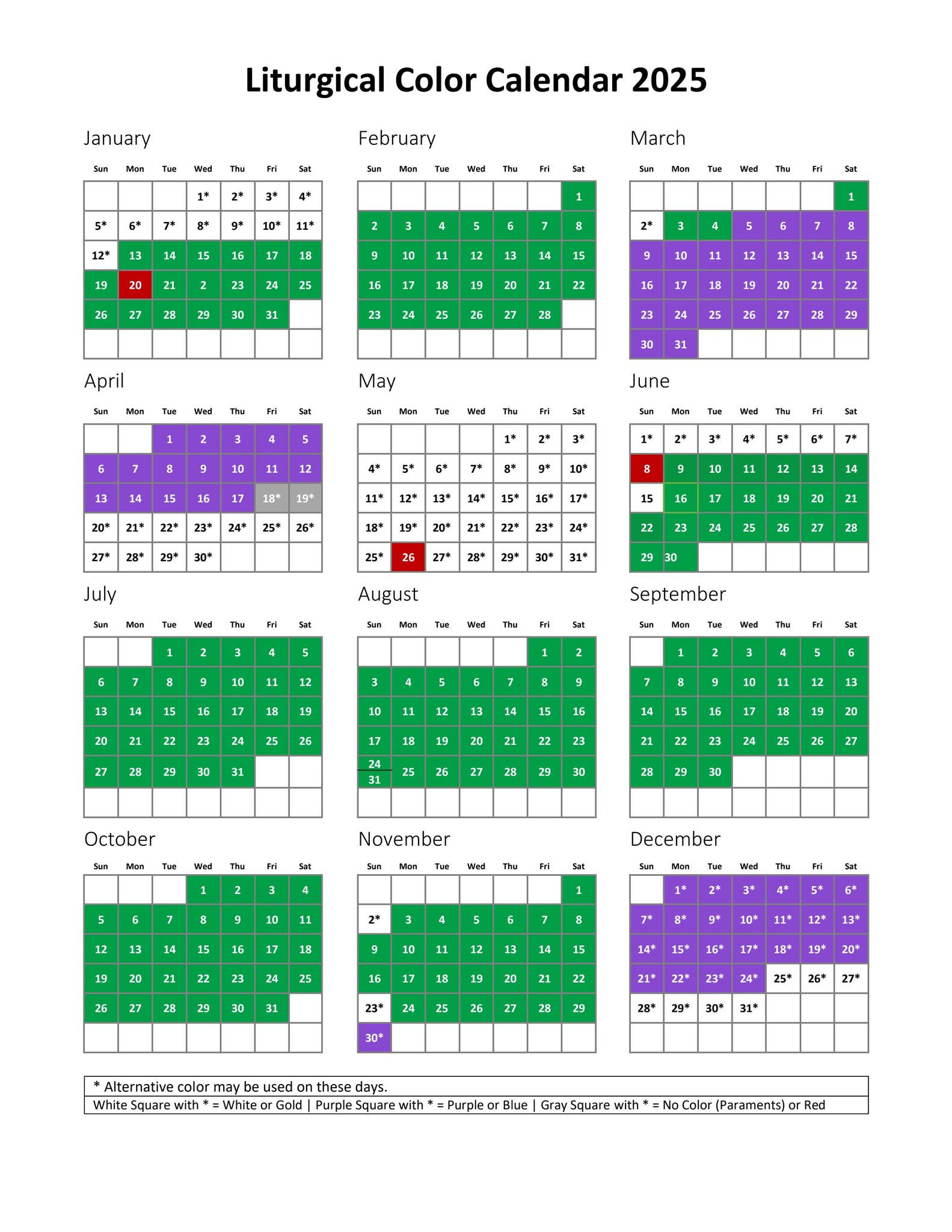 Liturigcal Color Calendar 2025United Methodist Publishing intended for November Liturgical Calendar 2025
