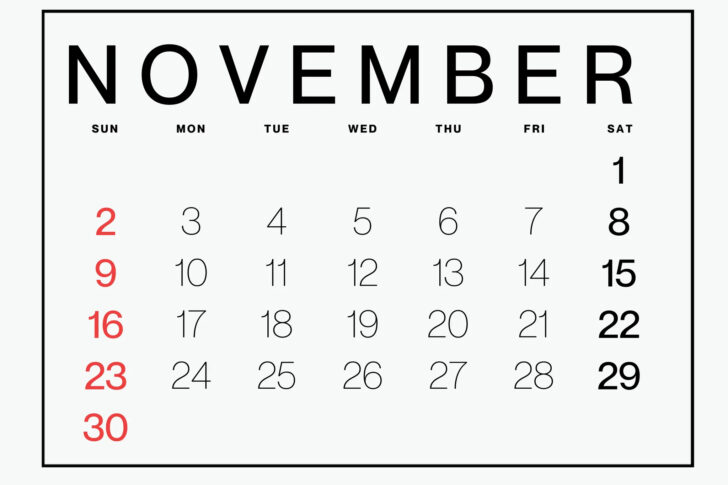 Mini Calendar November 2025
