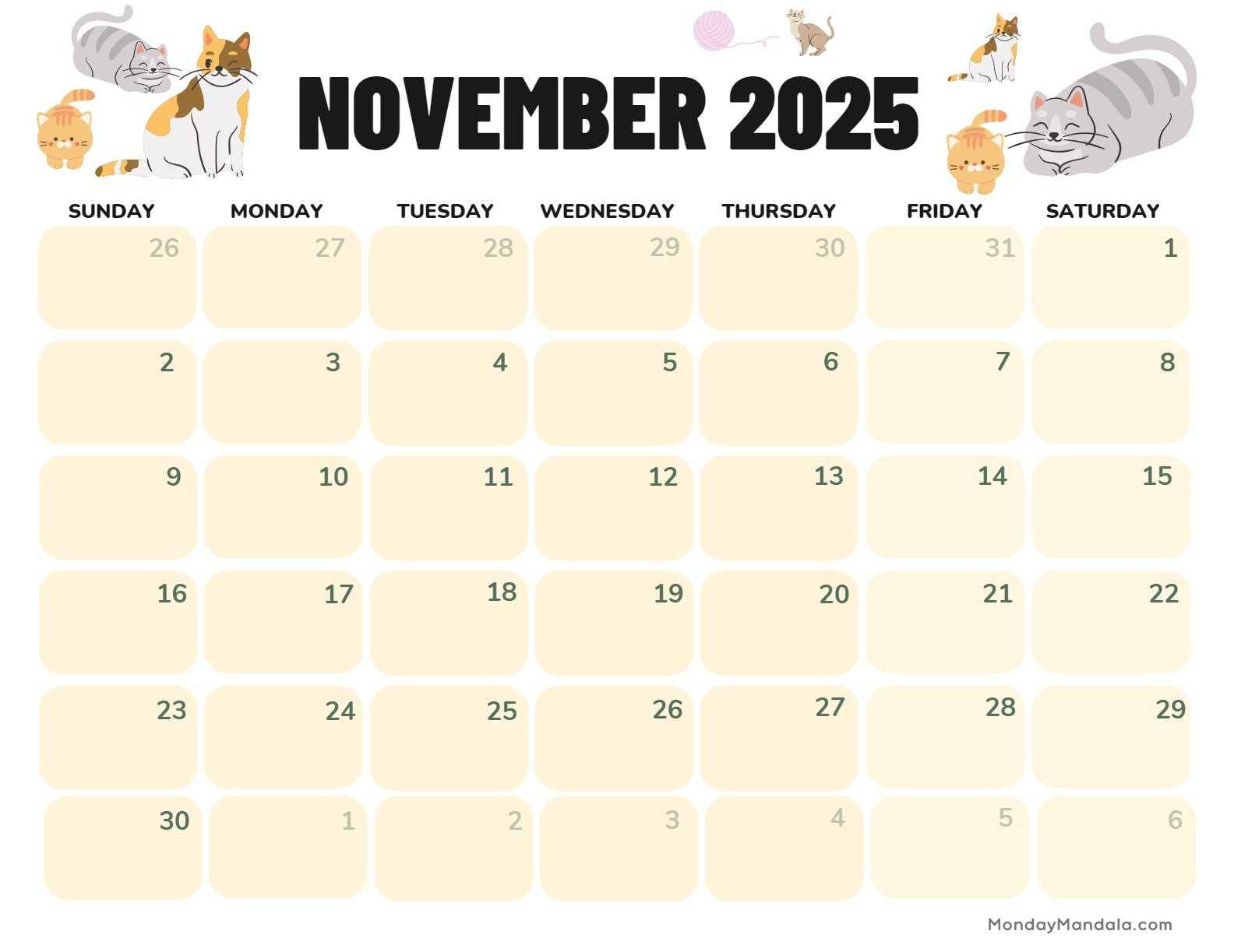November 2025 Calendar (52 Free Pdf Printables) intended for General Blue Calendar November 2025