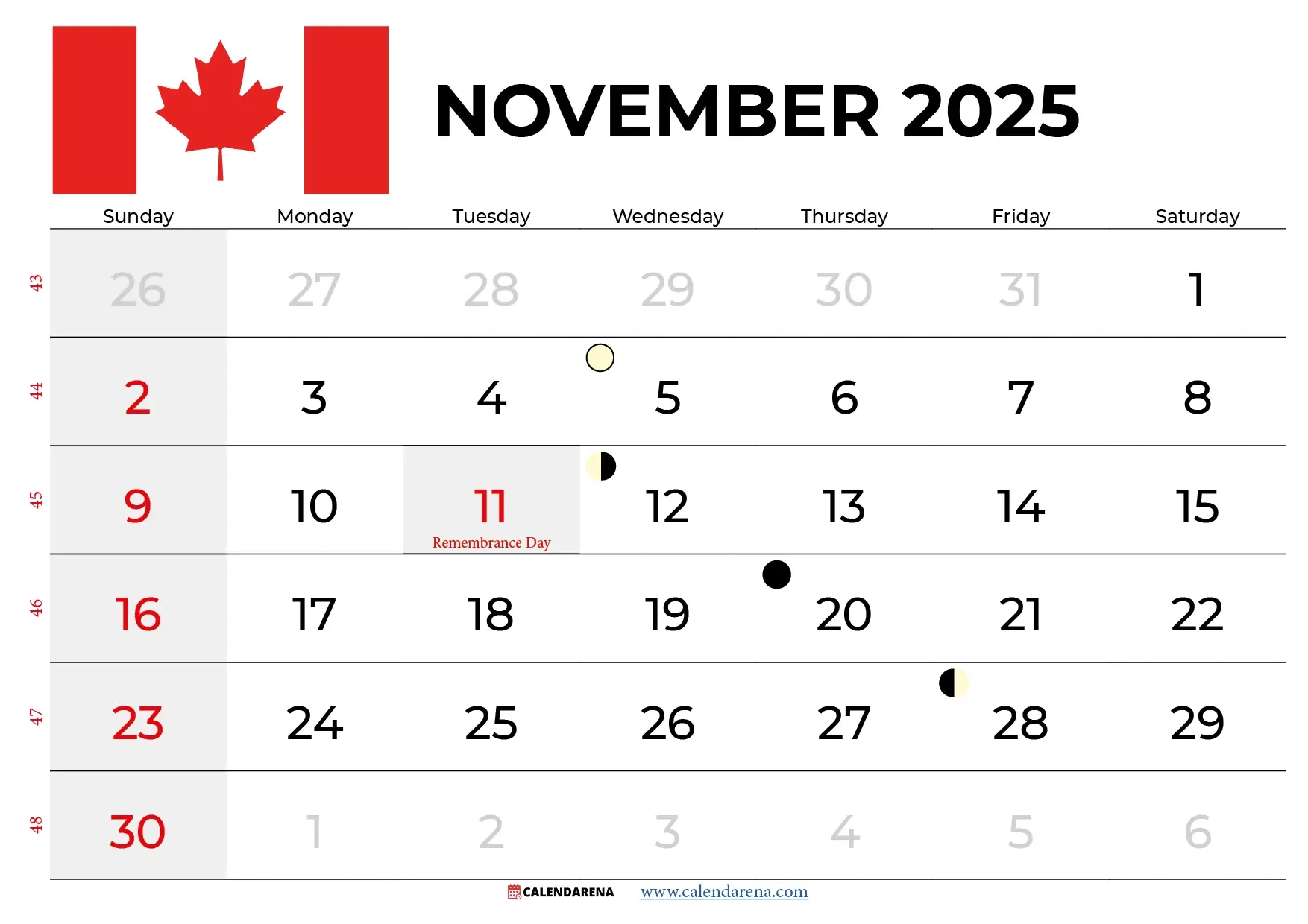 November 2025 Calendar Canada: Free Printables &amp;amp; Holidays intended for November National Days Canada 2025