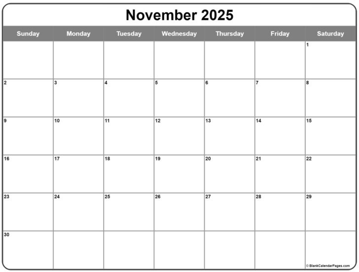 Blank November 2025 Calendar