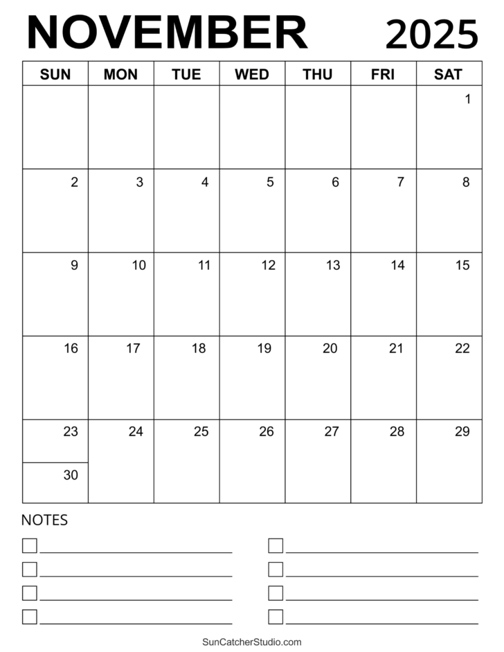 Word November 2025 Calendar