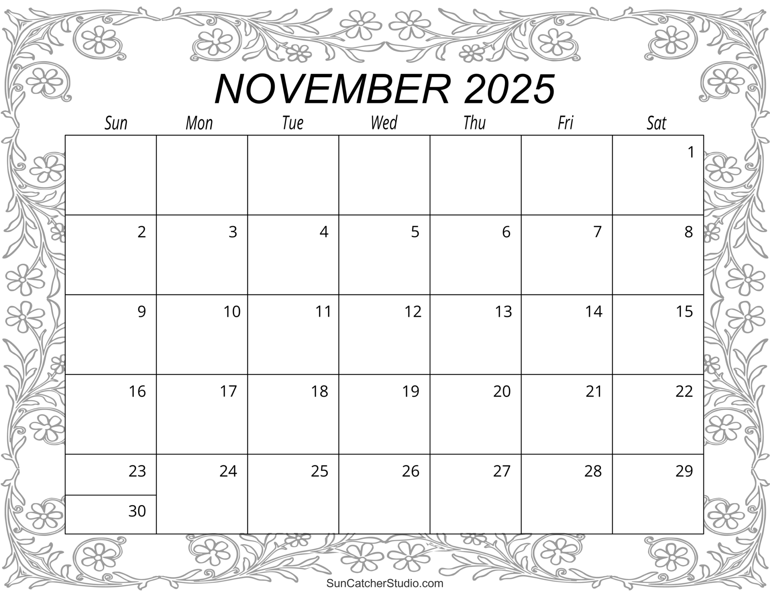 November 2025 Calendar (Free Printable) – Free Printables throughout November Calendar Editable 2025