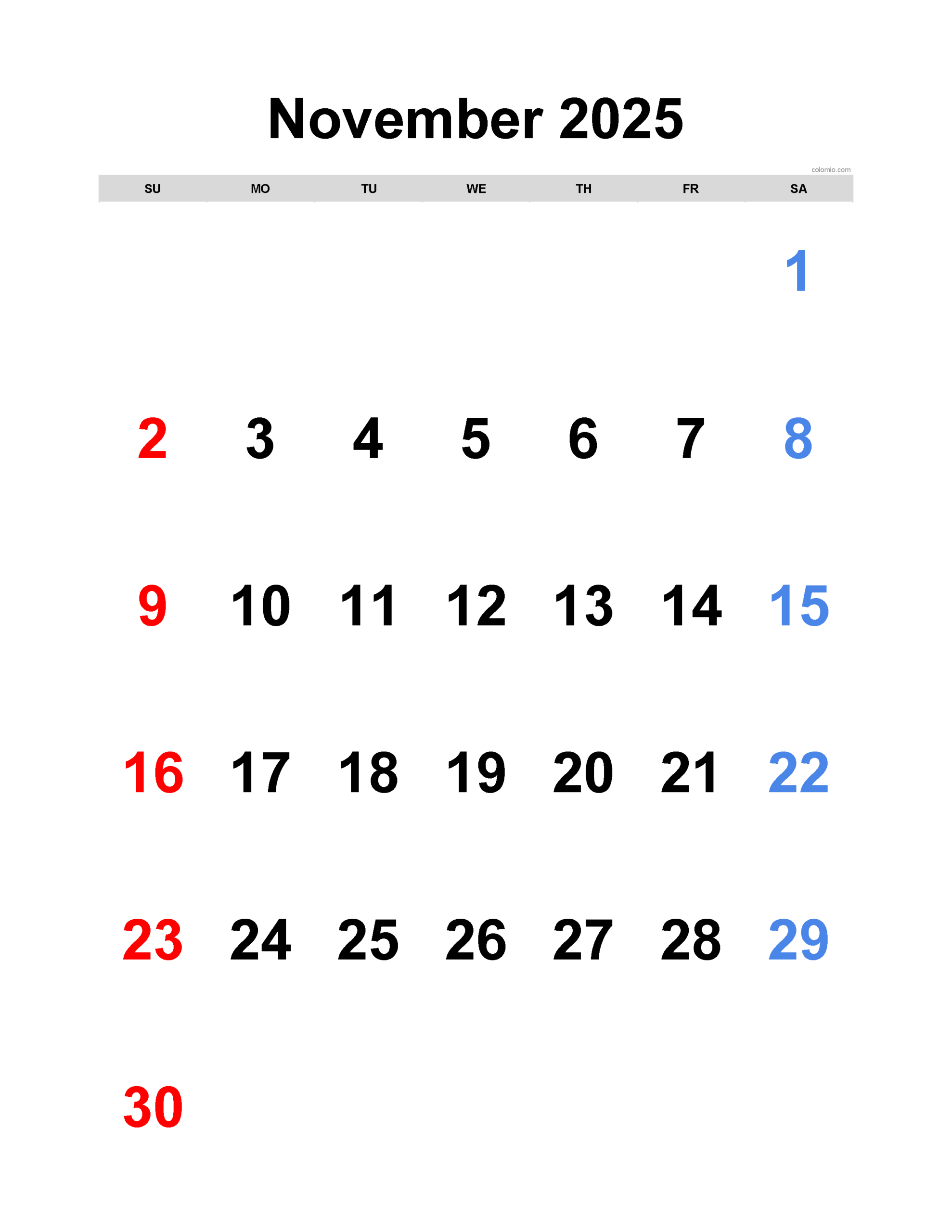 November 2025 Calendar | Free Printable Pdf, Xls And Png in November 3rd 2025 Calendar