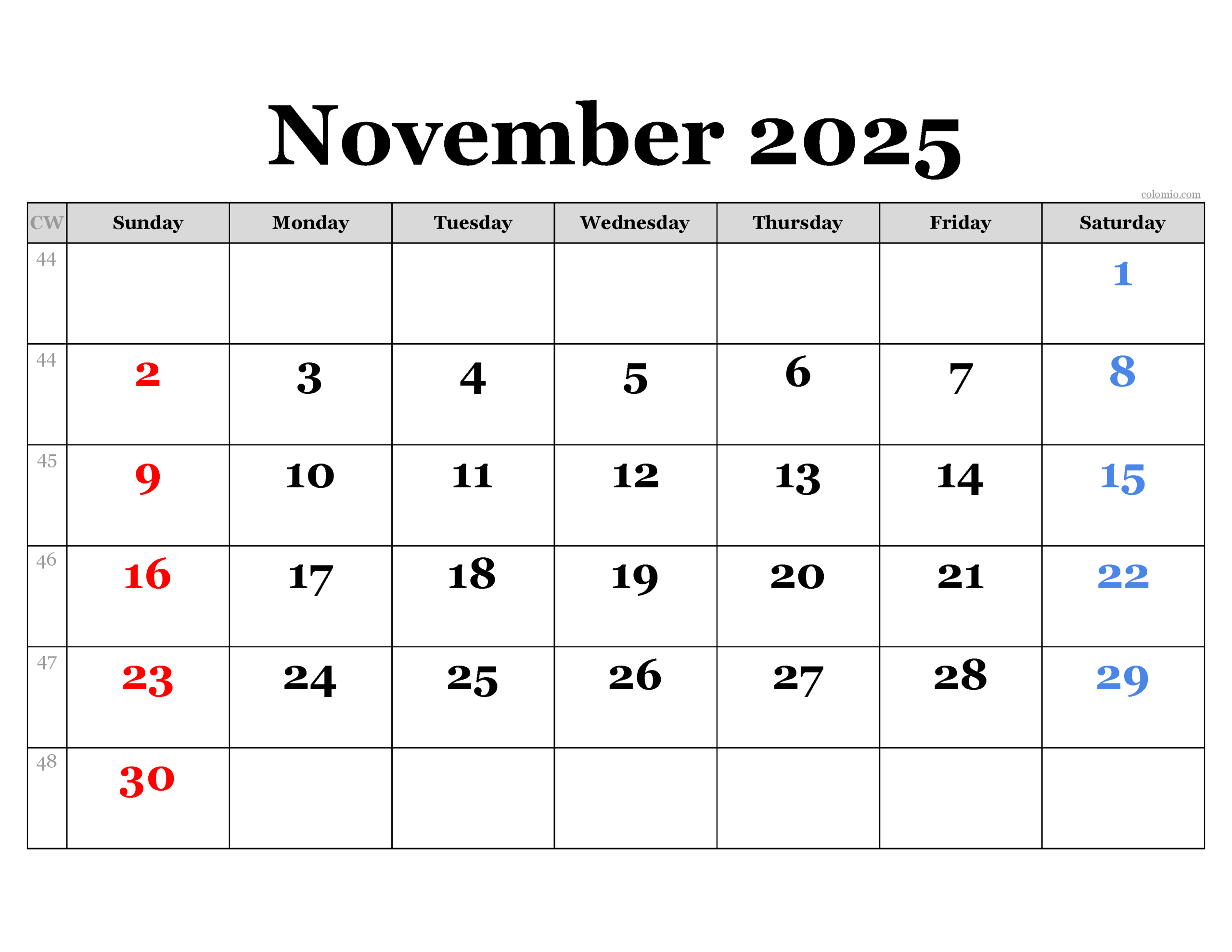 November 2025 Calendar | Free Printable Pdf, Xls And Png intended for November 14 2025 Calendar