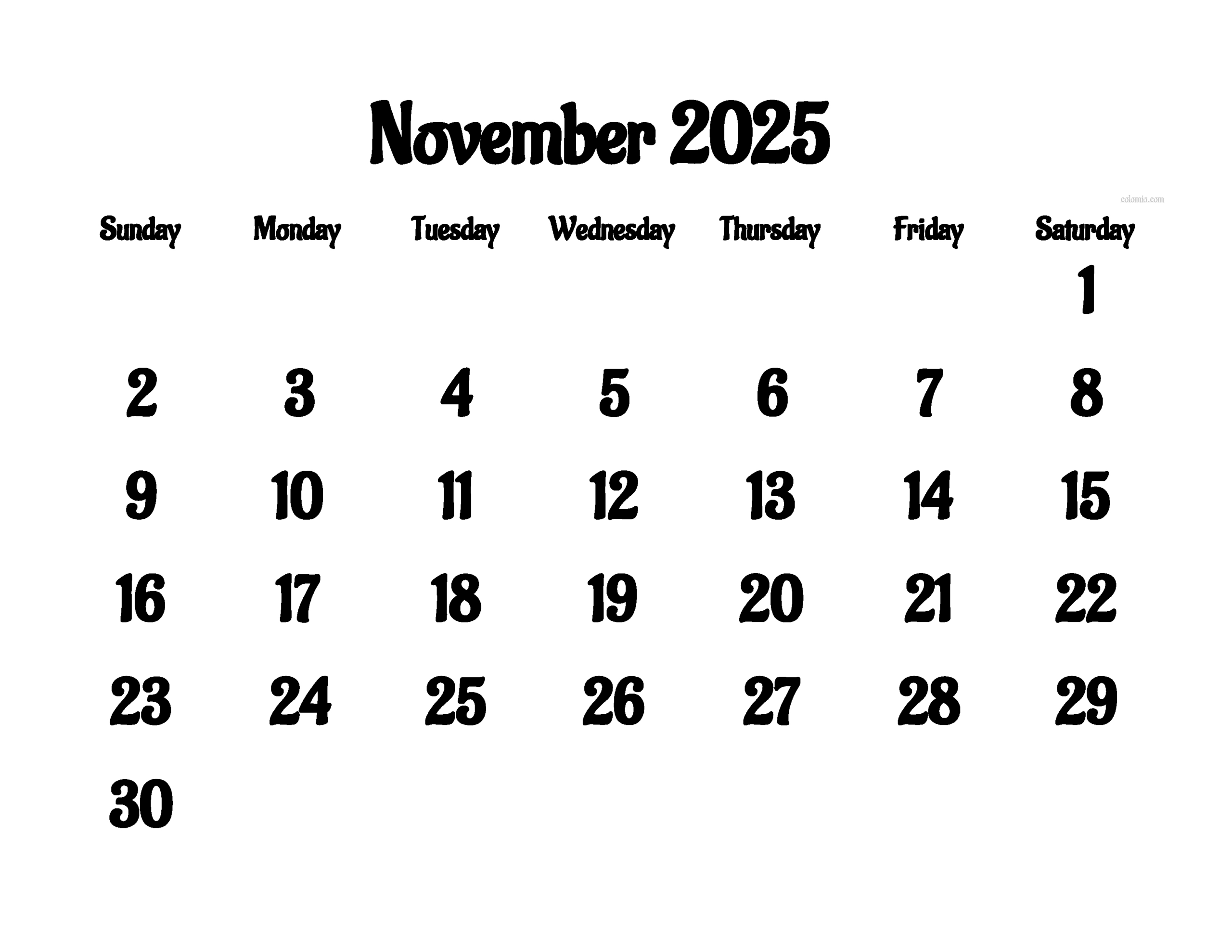 November 2025 Calendar | Free Printable Pdf, Xls And Png intended for US November 2025 Calendar