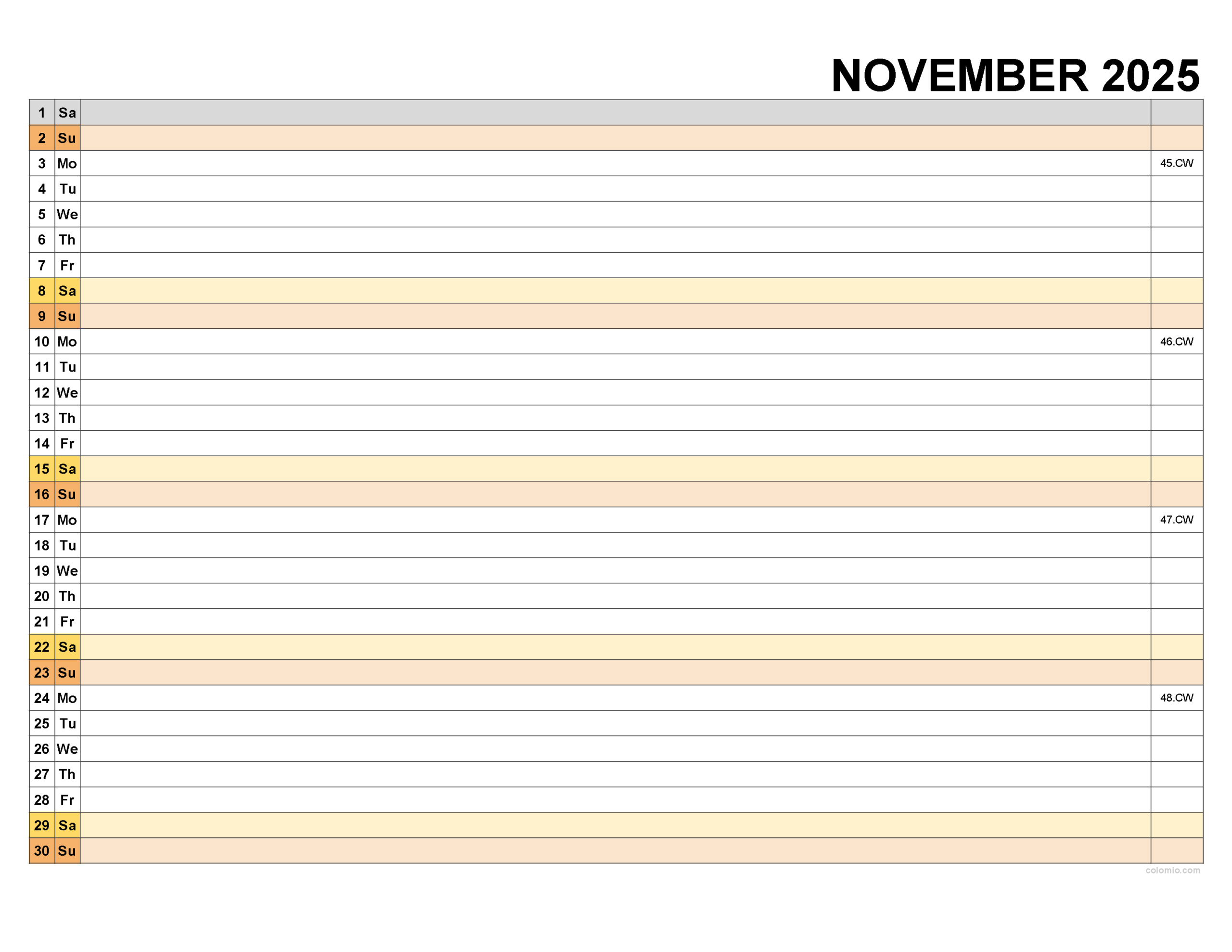 November 2025 Calendar | Free Printable Pdf, Xls And Png within November 2025 Calendar With Lines Printable