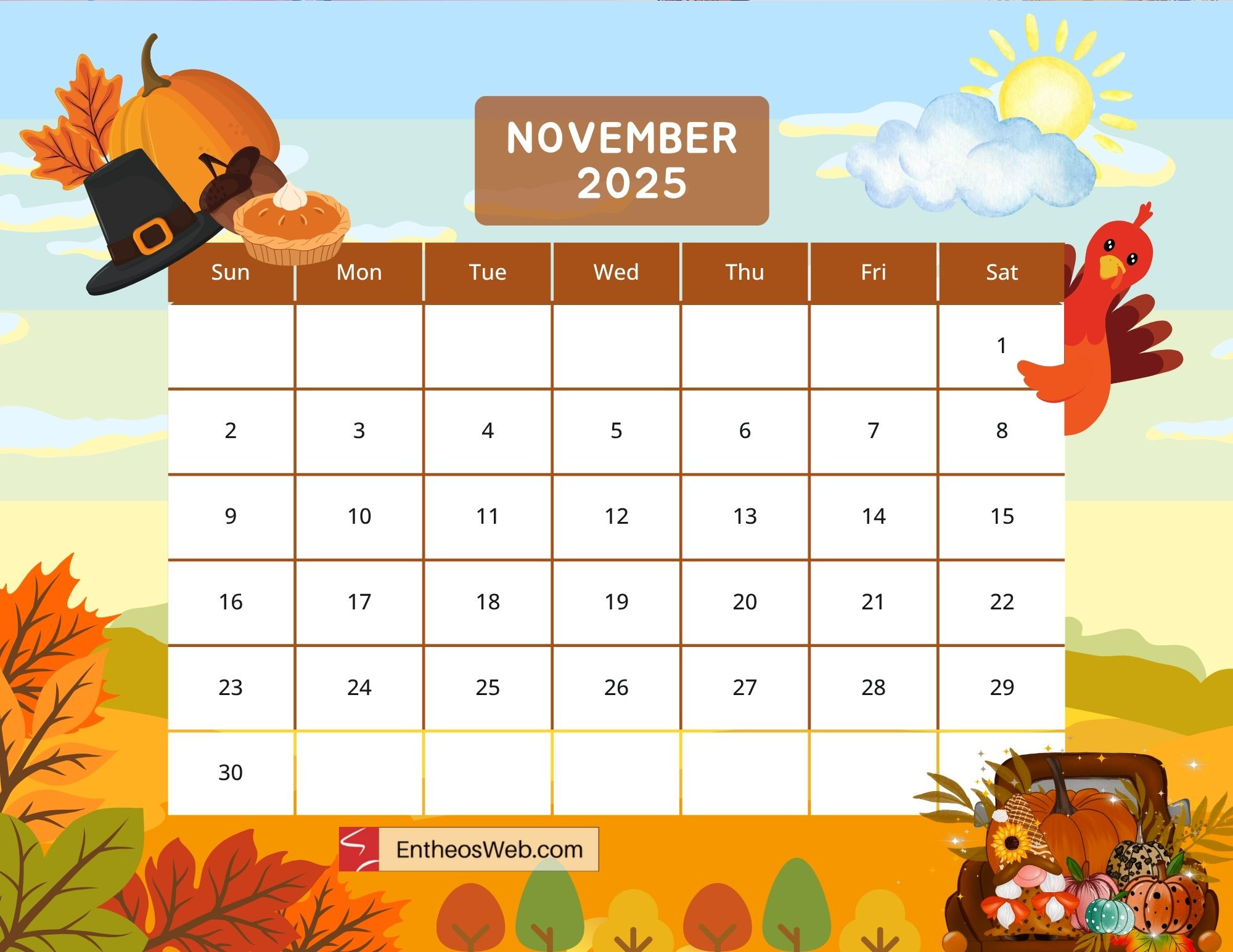 November 2025 Calendar Free Printables | Entheosweb throughout Christian Calendar November 2025