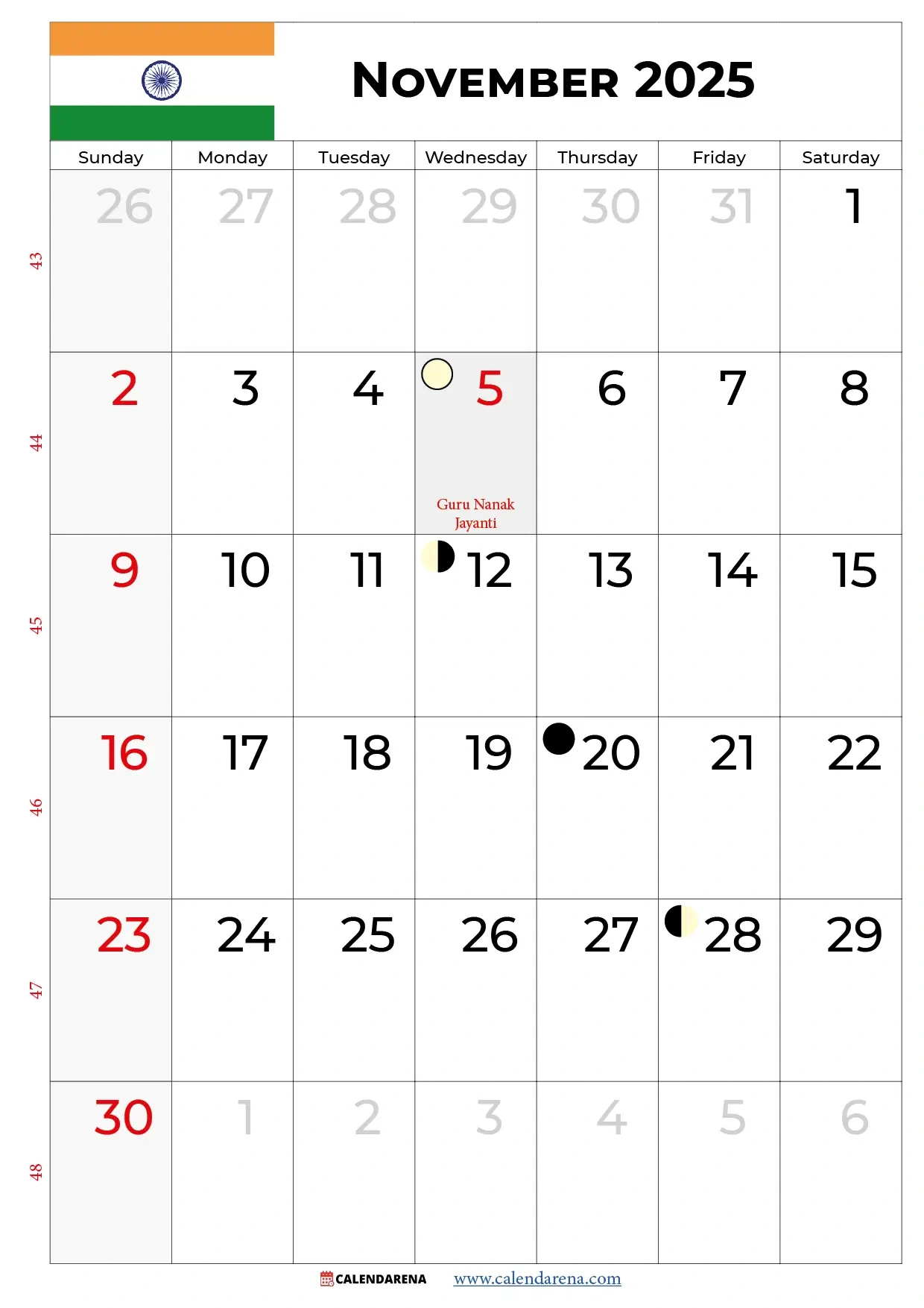 November 2025 Calendar India Download Best Free intended for 13 November 2025 Hindu Calendar