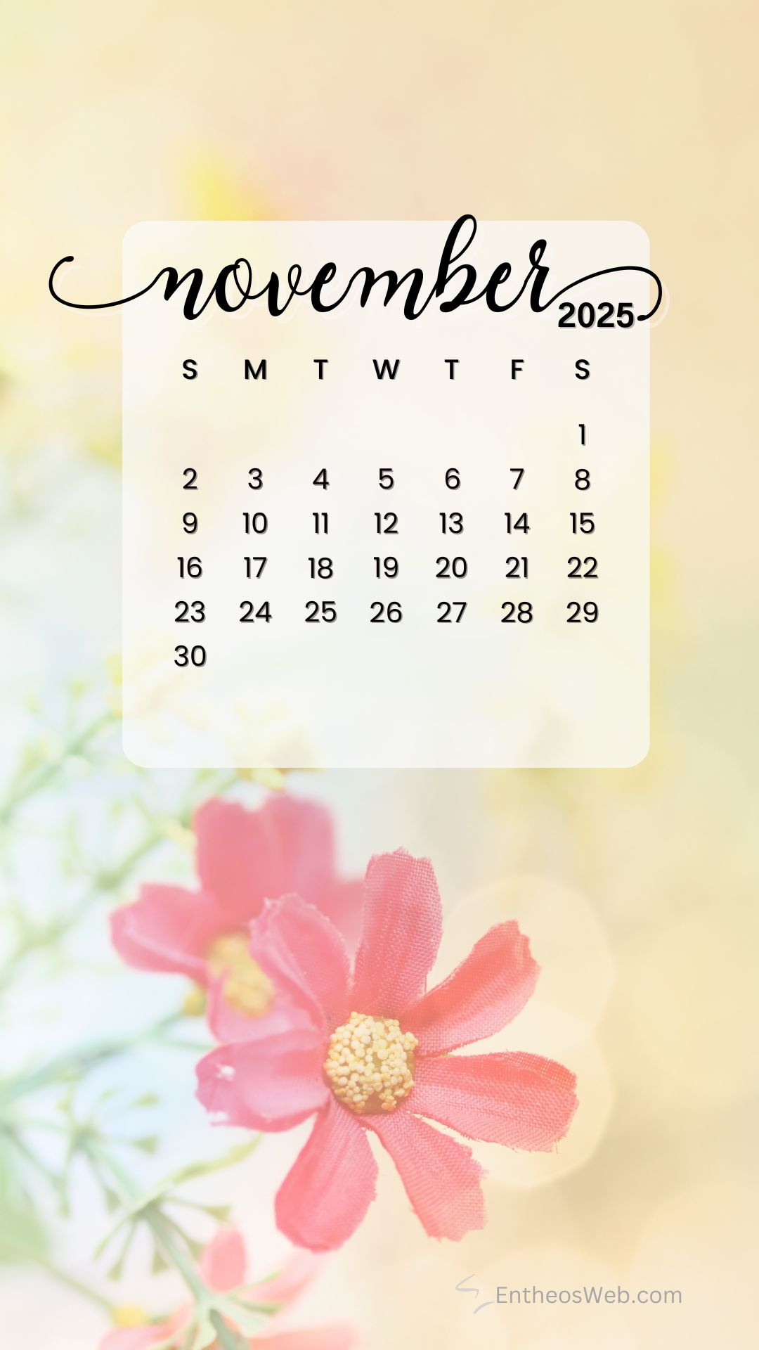 November 2025 Calendar Phone Wallpapers | Entheosweb in November 2025 Iphone Calendar Wallpaper