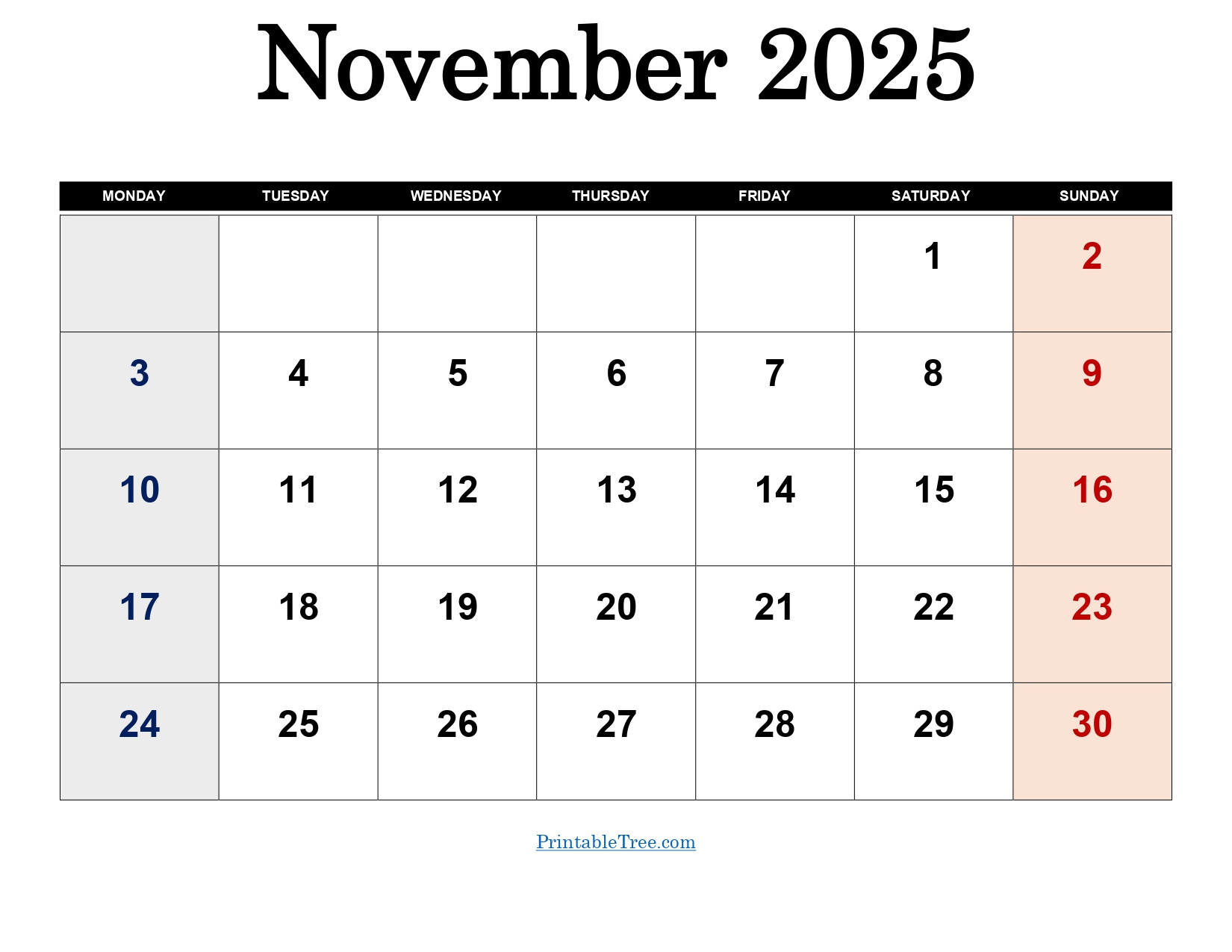 November 2025 Calendar Printable Pdf Template With Holidays regarding November 2025 Calendar Monday Start