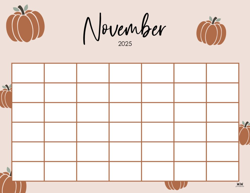 November 2025 Calendars - 107 Free Printables | Printabulls for November 2025 Calendar Printable Free Cute
