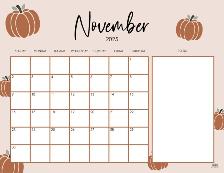 Thanksgiving November 2025 Calendar
