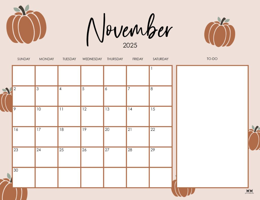 November 2025 Calendars - 107 Free Printables | Printabulls within November Calendar 2025 Thanksgiving