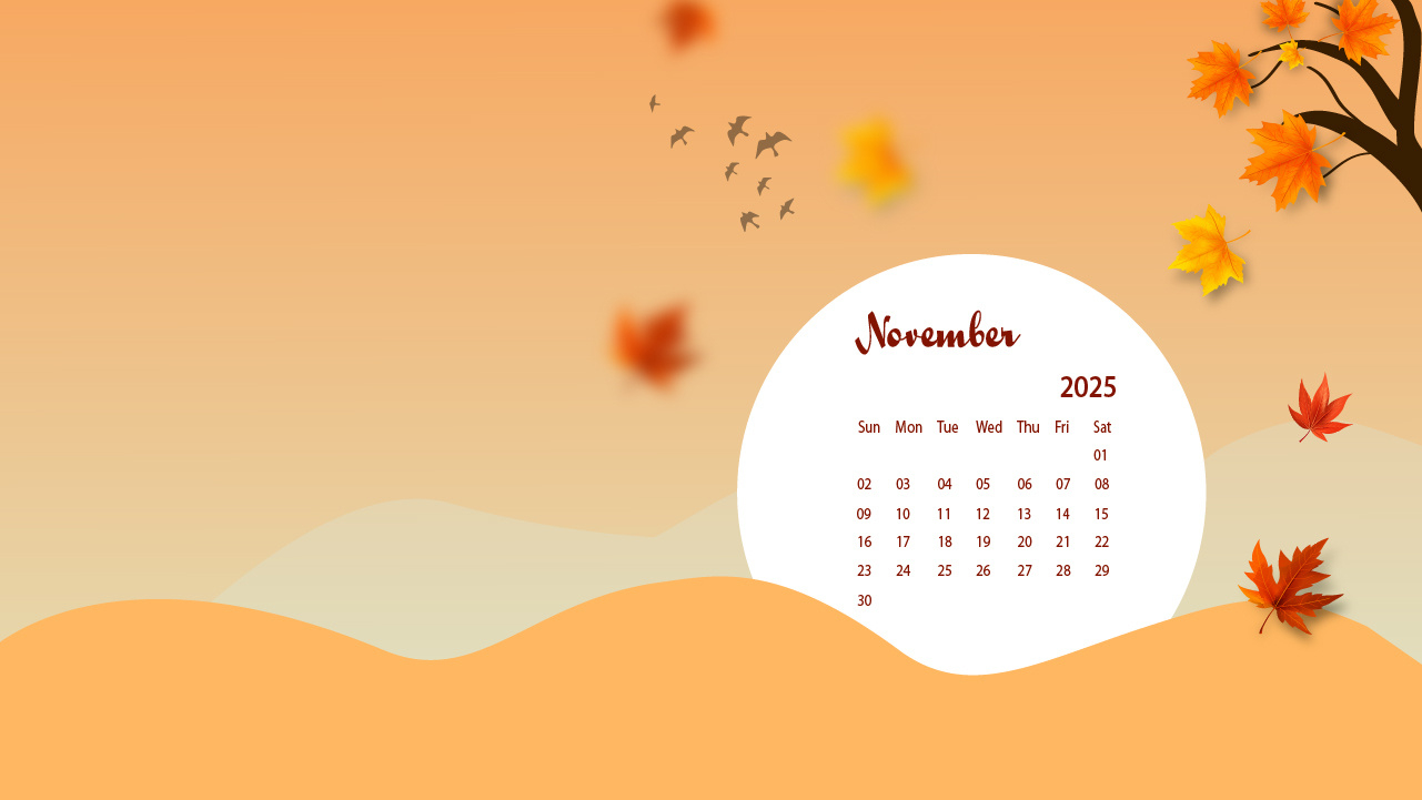 November 2025 Desktop Wallpaper Calendar - Calendarlabs in November 2025 Calendar Computer Background