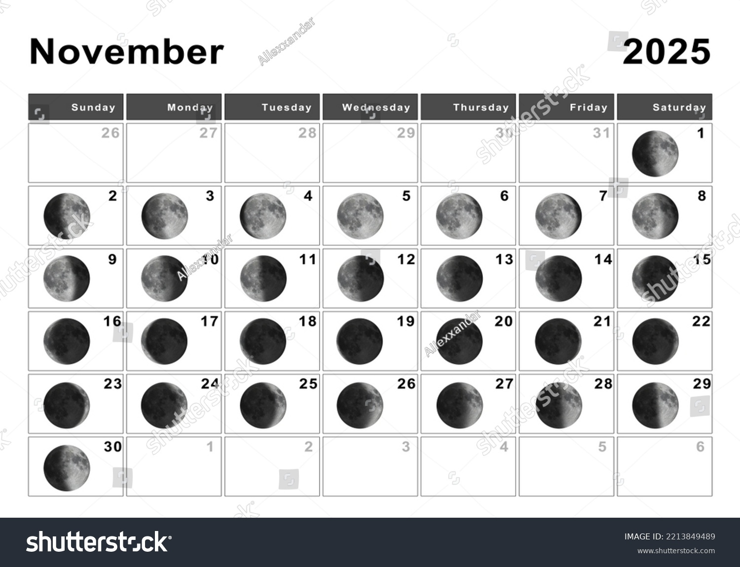 November 2025 Lunar Calendar Moon Cycles Stock Illustration intended for Moon Phase Calendar For November 2025