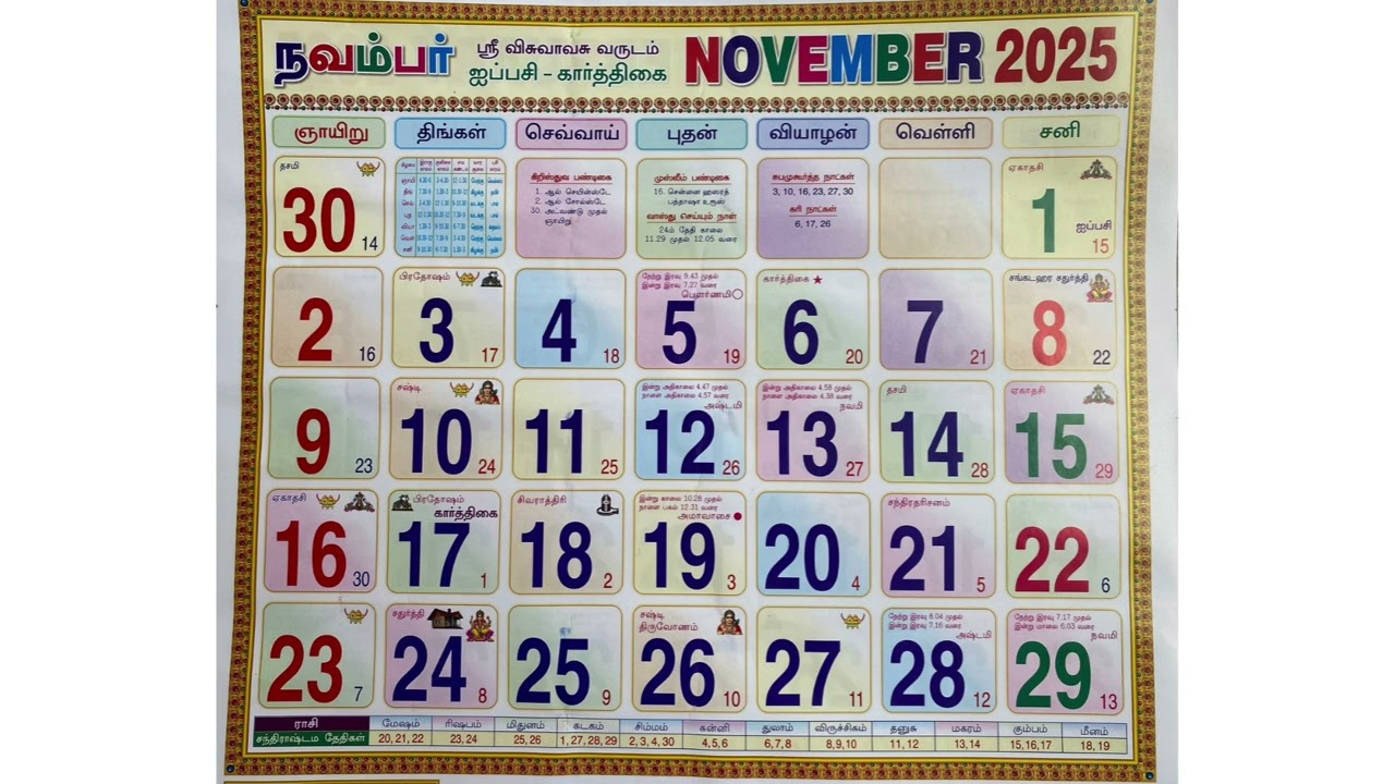 November 2025 Tamil Calendar - Youtube in Tamil Calendar November 2025