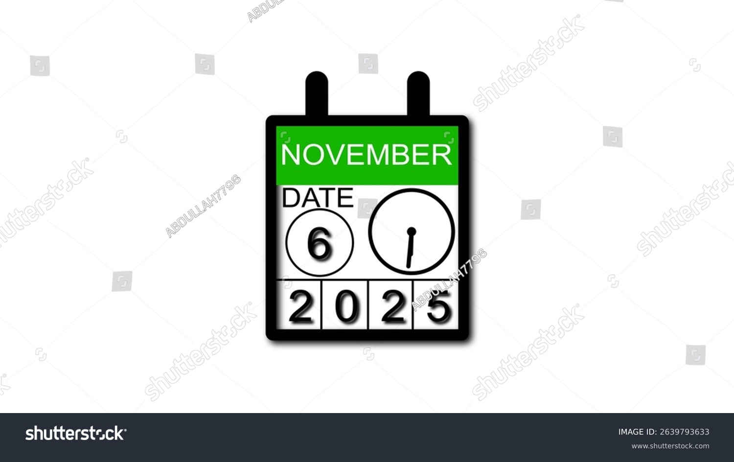 November 6 Date 2025 Illustration 4K: Stockillustration 2639793633 pertaining to November 6 2025 Calendar