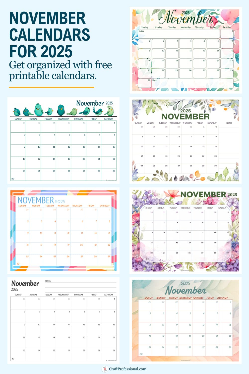 November Calendars For 2025! Get Organized With Our Free Printables for November Weather Calendar 2025