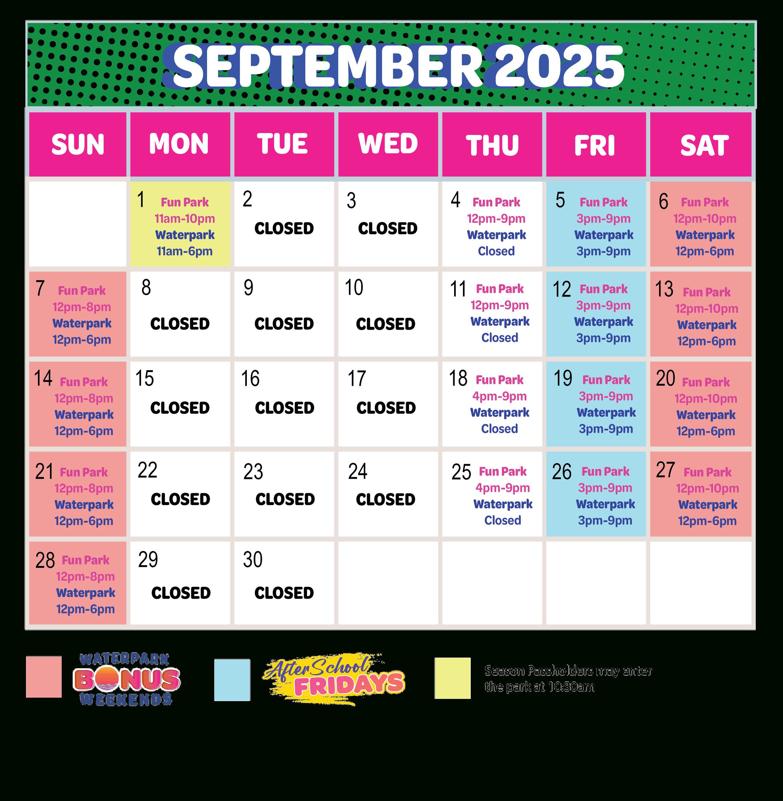 Park Hours — Daytona Lagoon inside Daytona Beach Calendar of Events 2025 November