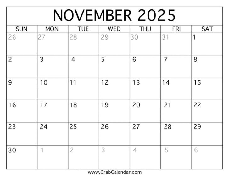 Show November 2025 Calendar