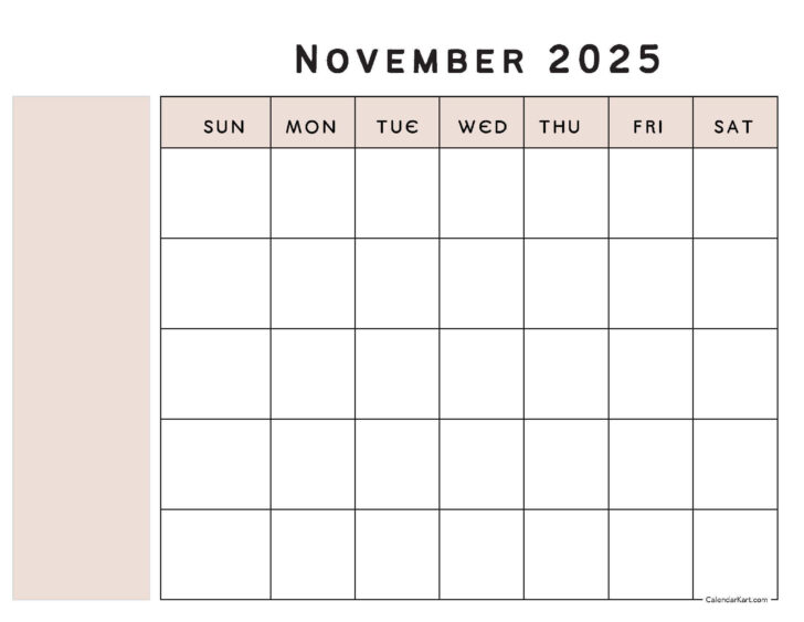 Calendar 2025 Printable Free November Excel