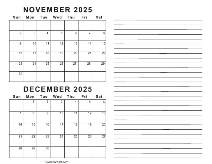 Calendar November December 2025