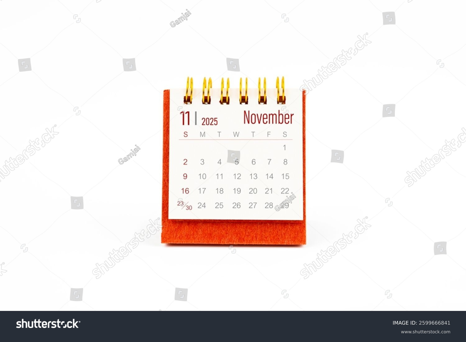 Roter Minikalender Für November 2025 Auf Stockfoto 2599666841 inside Mini Calendar November 2025